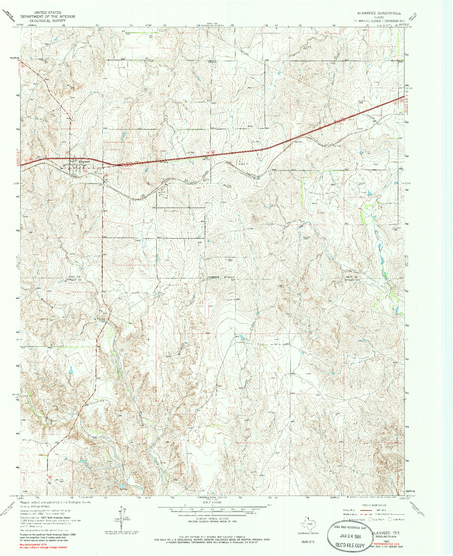 USGS 1:24000-SCALE QUADRANGLE FOR ALANREED, TX 1963