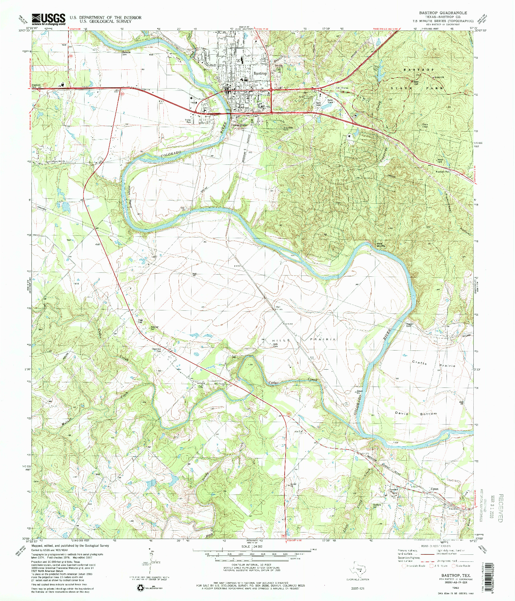USGS 1:24000-SCALE QUADRANGLE FOR BASTROP, TX 1982