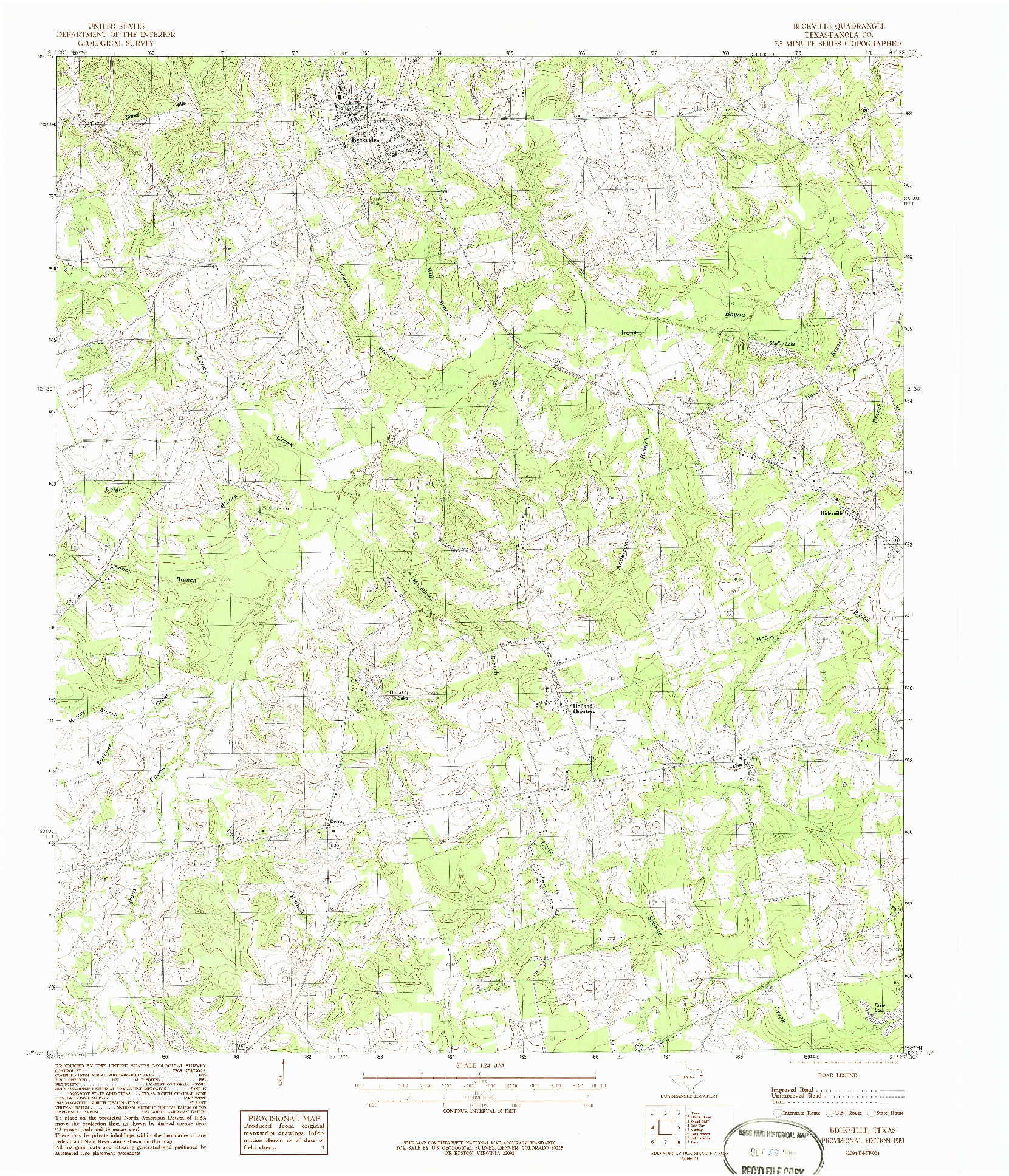 USGS 1:24000-SCALE QUADRANGLE FOR BECKVILLE, TX 1983