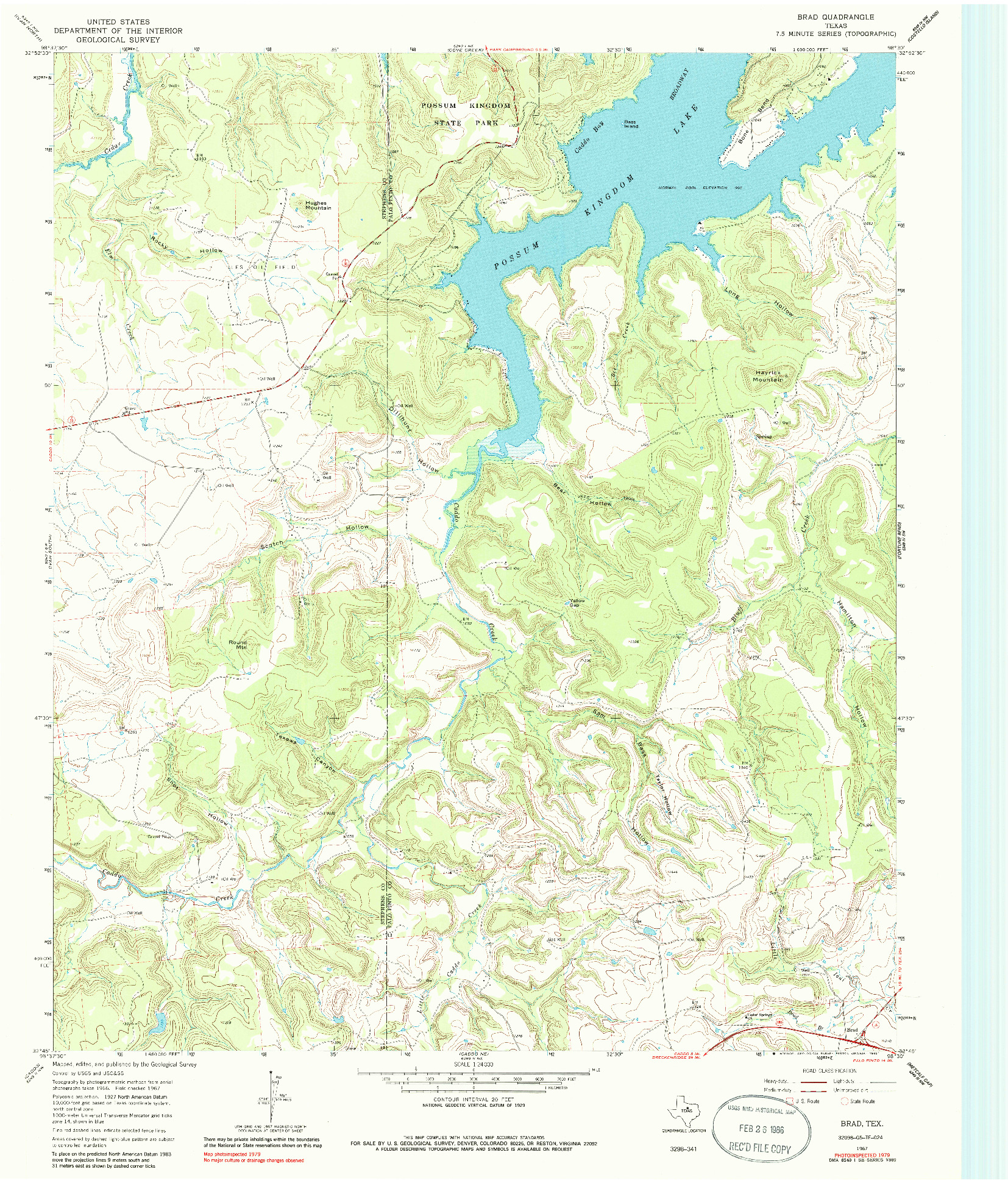 USGS 1:24000-SCALE QUADRANGLE FOR BRAD, TX 1967