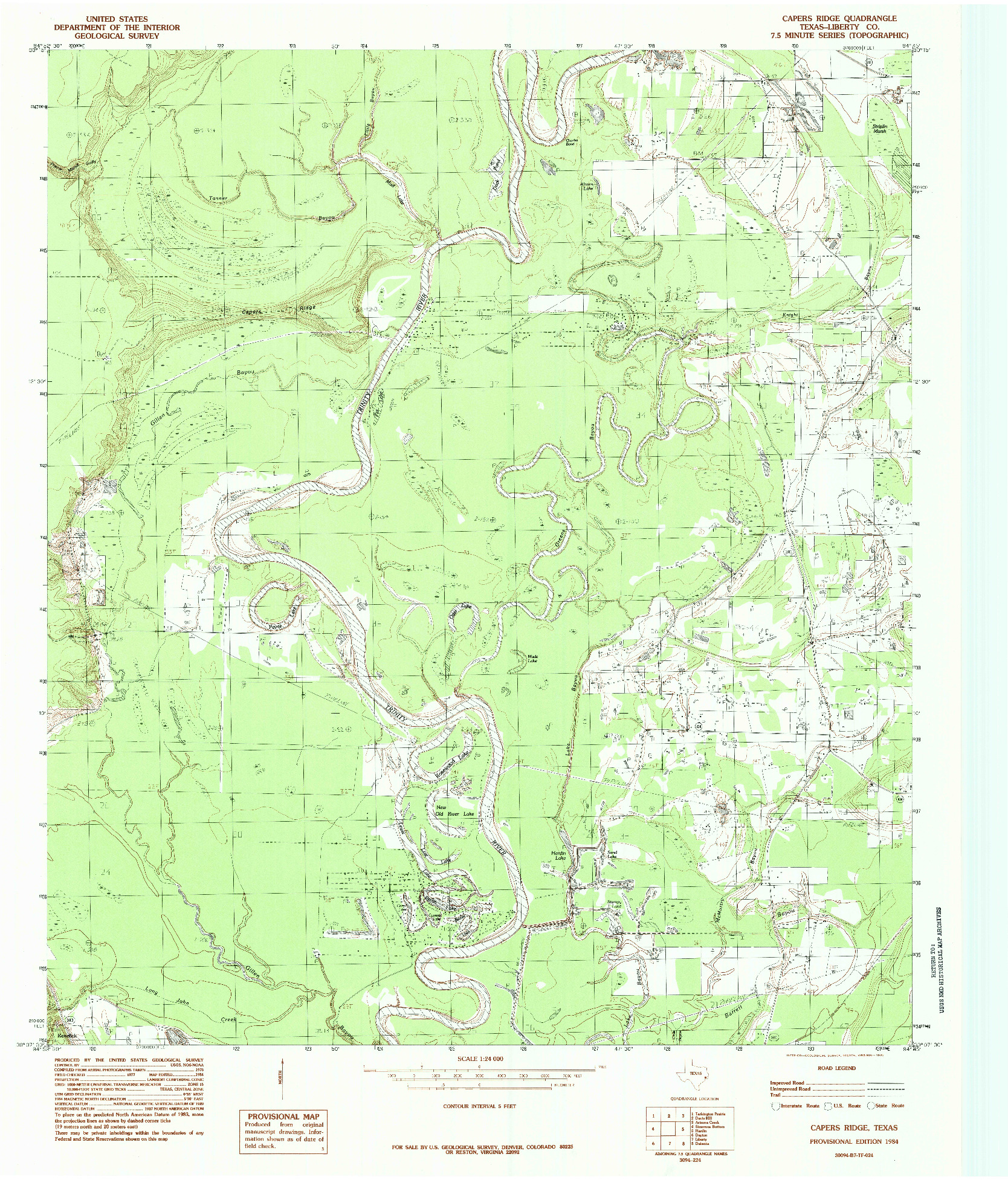 USGS 1:24000-SCALE QUADRANGLE FOR CAPERS RIDGE, TX 1984