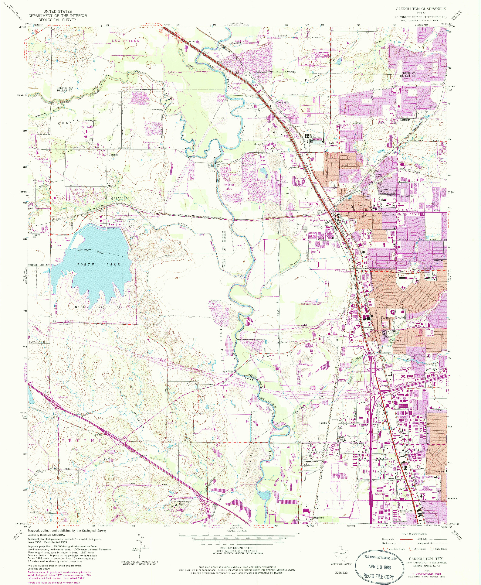 USGS 1:24000-SCALE QUADRANGLE FOR CARROLLTON, TX 1959
