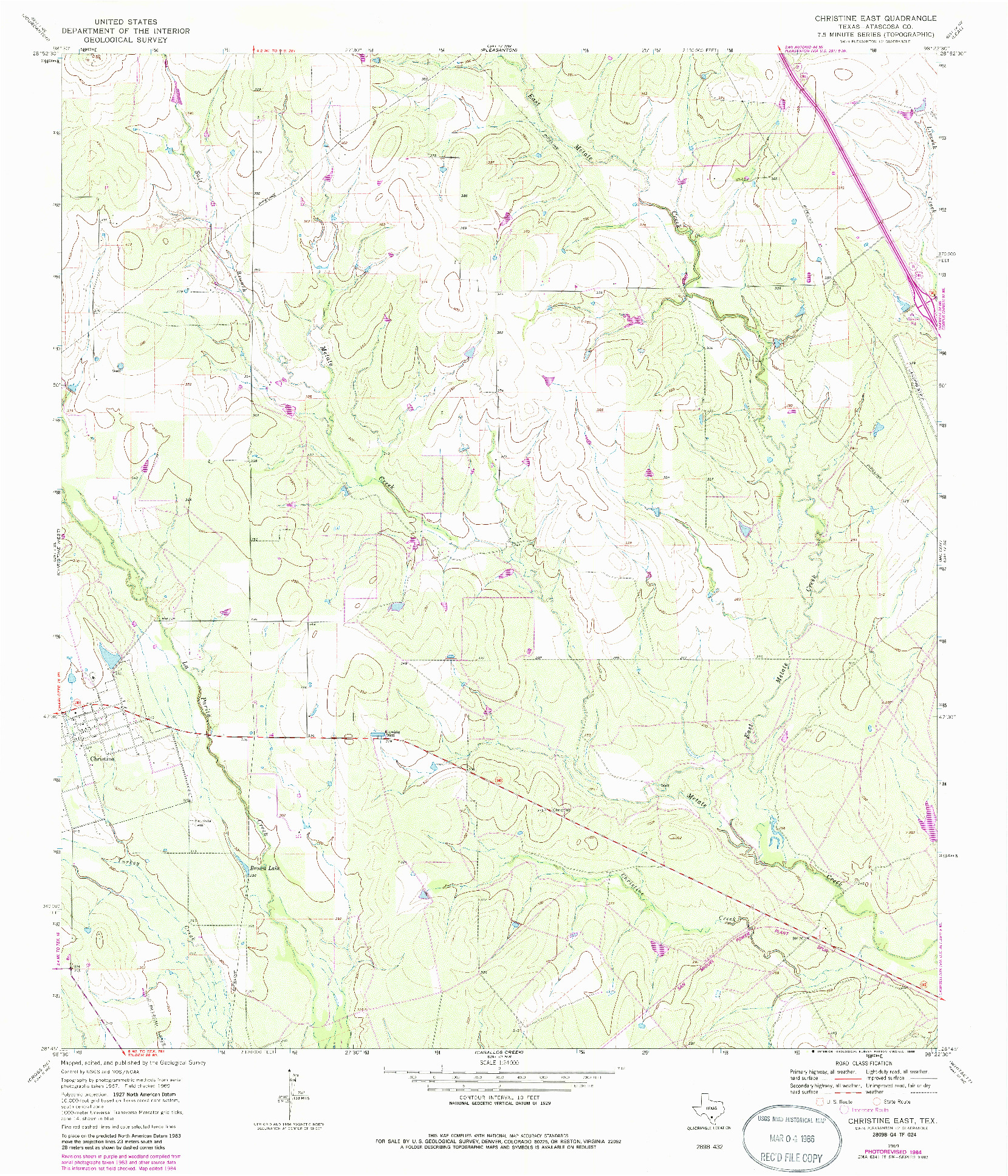USGS 1:24000-SCALE QUADRANGLE FOR CHRISTINE EAST, TX 1969