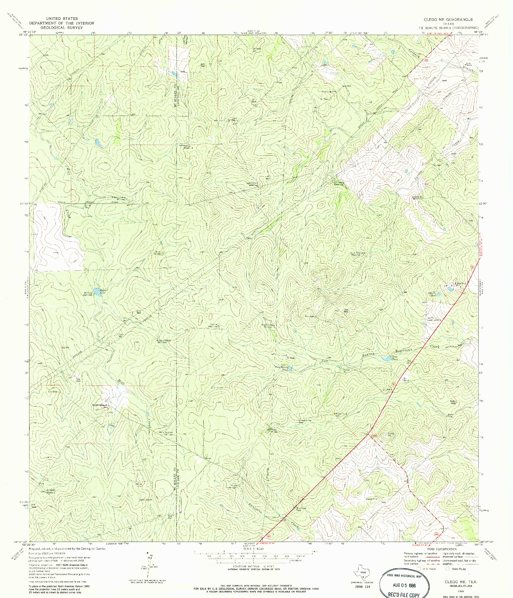 USGS 1:24000-SCALE QUADRANGLE FOR CLEGG NE, TX 1969