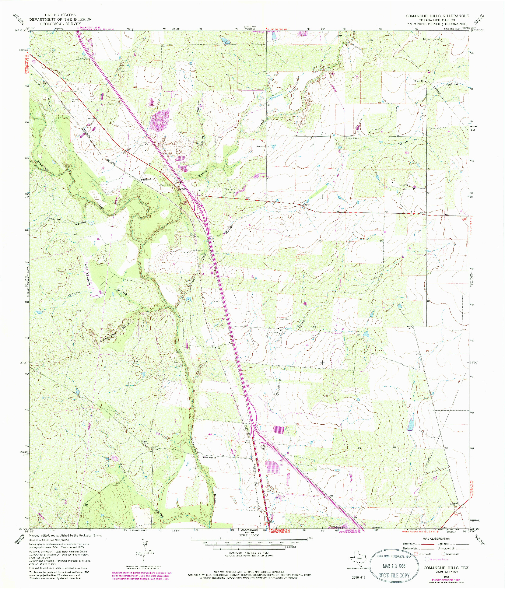 USGS 1:24000-SCALE QUADRANGLE FOR COMANCHE HILLS, TX 1965