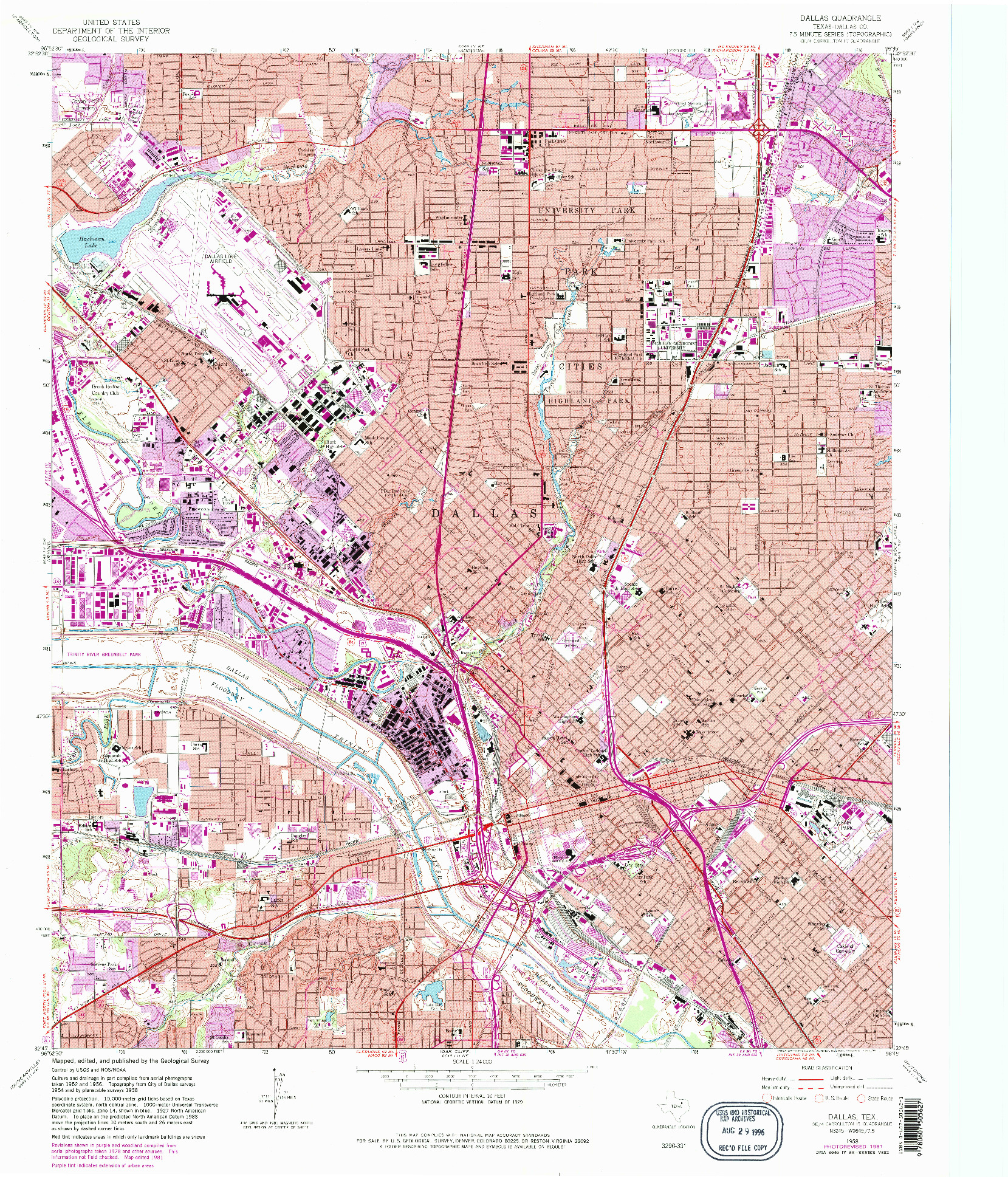 USGS 1:24000-SCALE QUADRANGLE FOR DALLAS, TX 1958