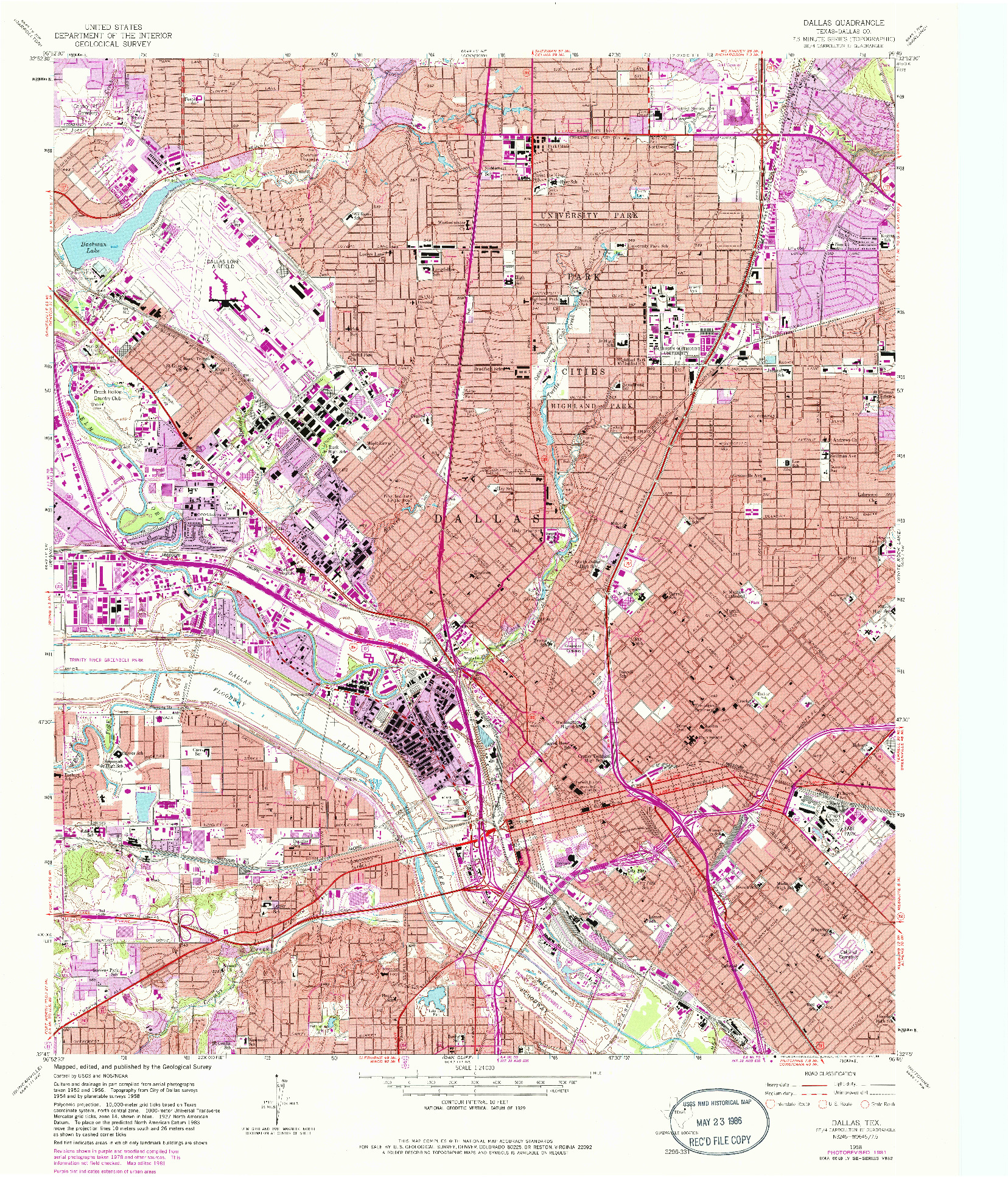 USGS 1:24000-SCALE QUADRANGLE FOR DALLAS, TX 1958