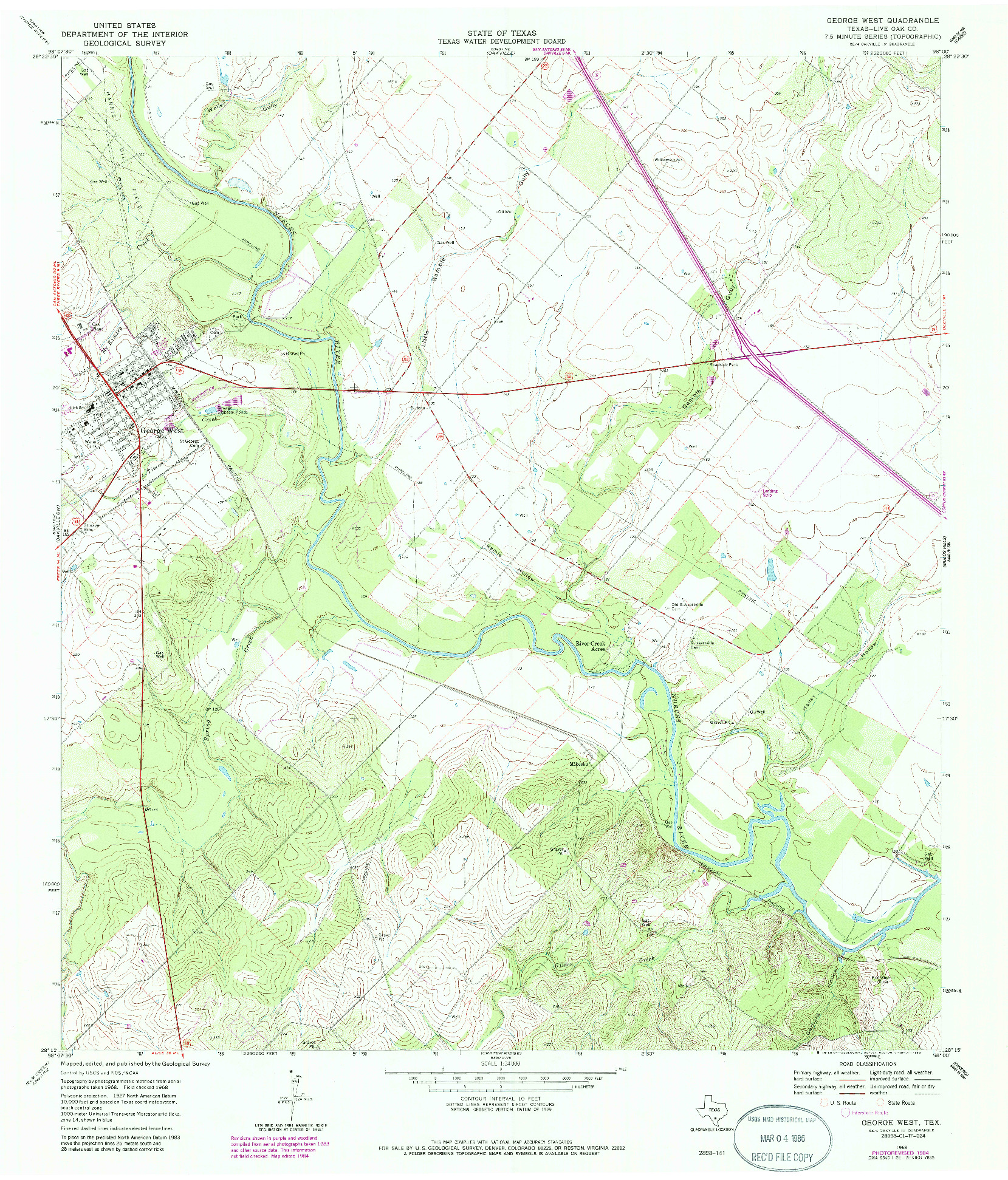 USGS 1:24000-SCALE QUADRANGLE FOR GEORGE WEST, TX 1968