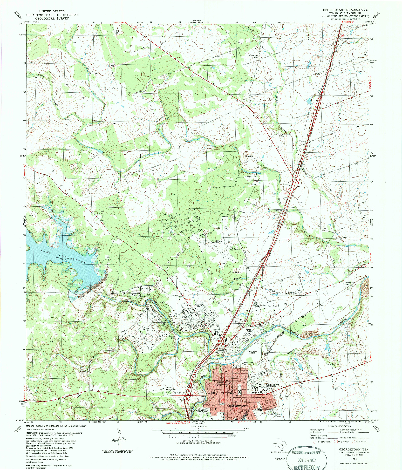 USGS 1:24000-SCALE QUADRANGLE FOR GEORGETOWN, TX 1982