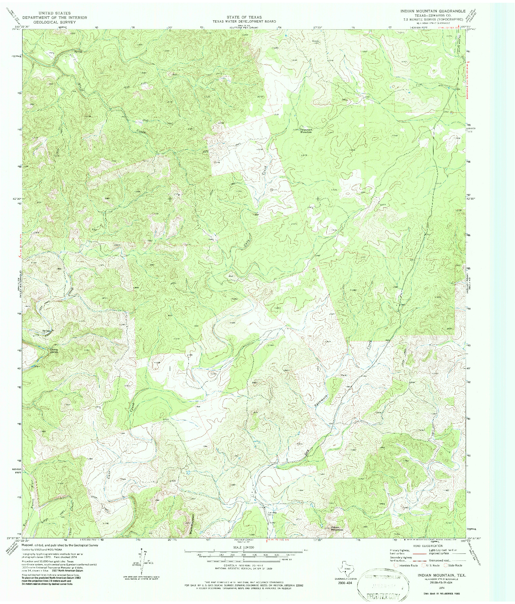 USGS 1:24000-SCALE QUADRANGLE FOR INDIAN MOUNTAIN, TX 1974