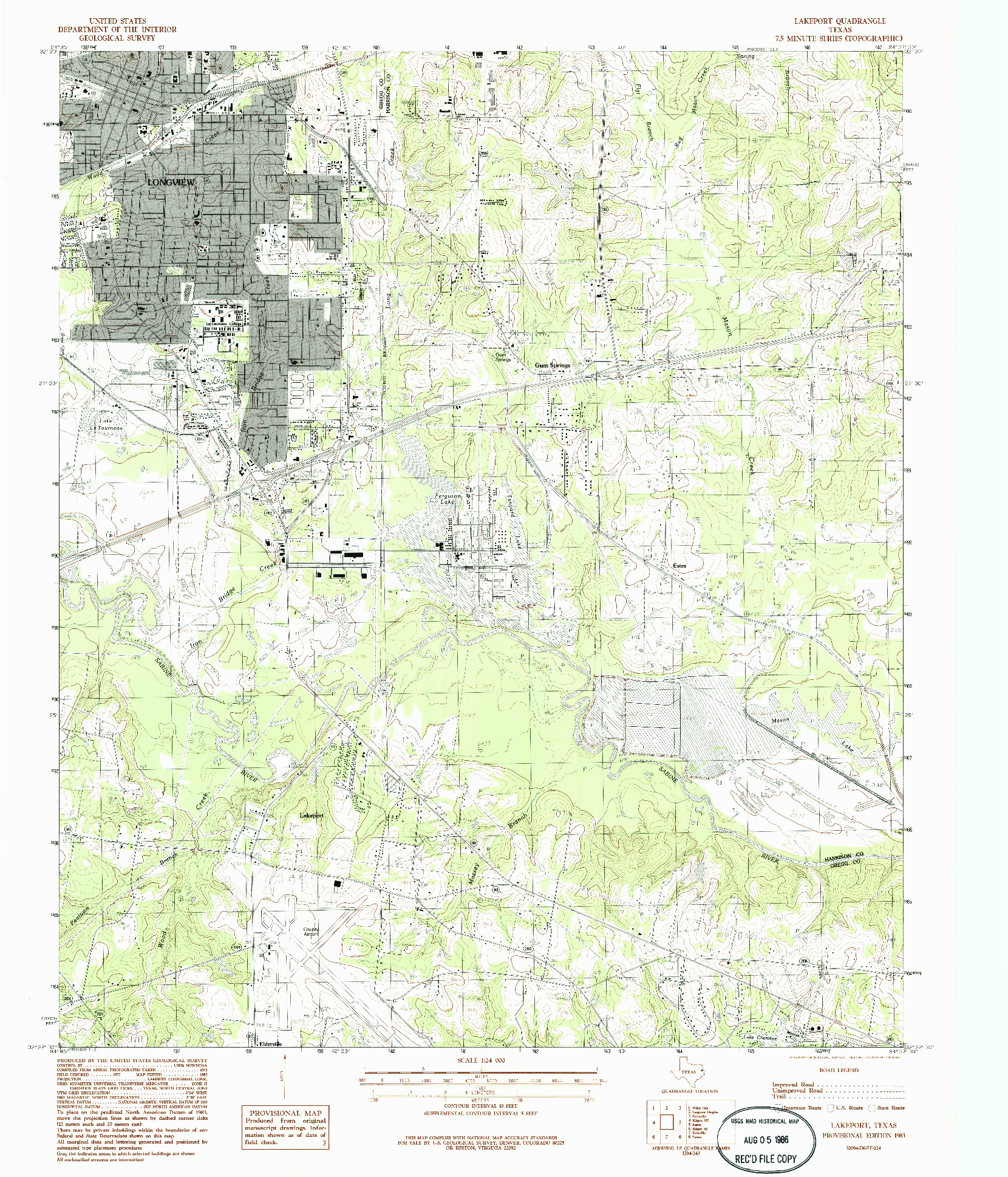 USGS 1:24000-SCALE QUADRANGLE FOR LAKEPORT, TX 1983