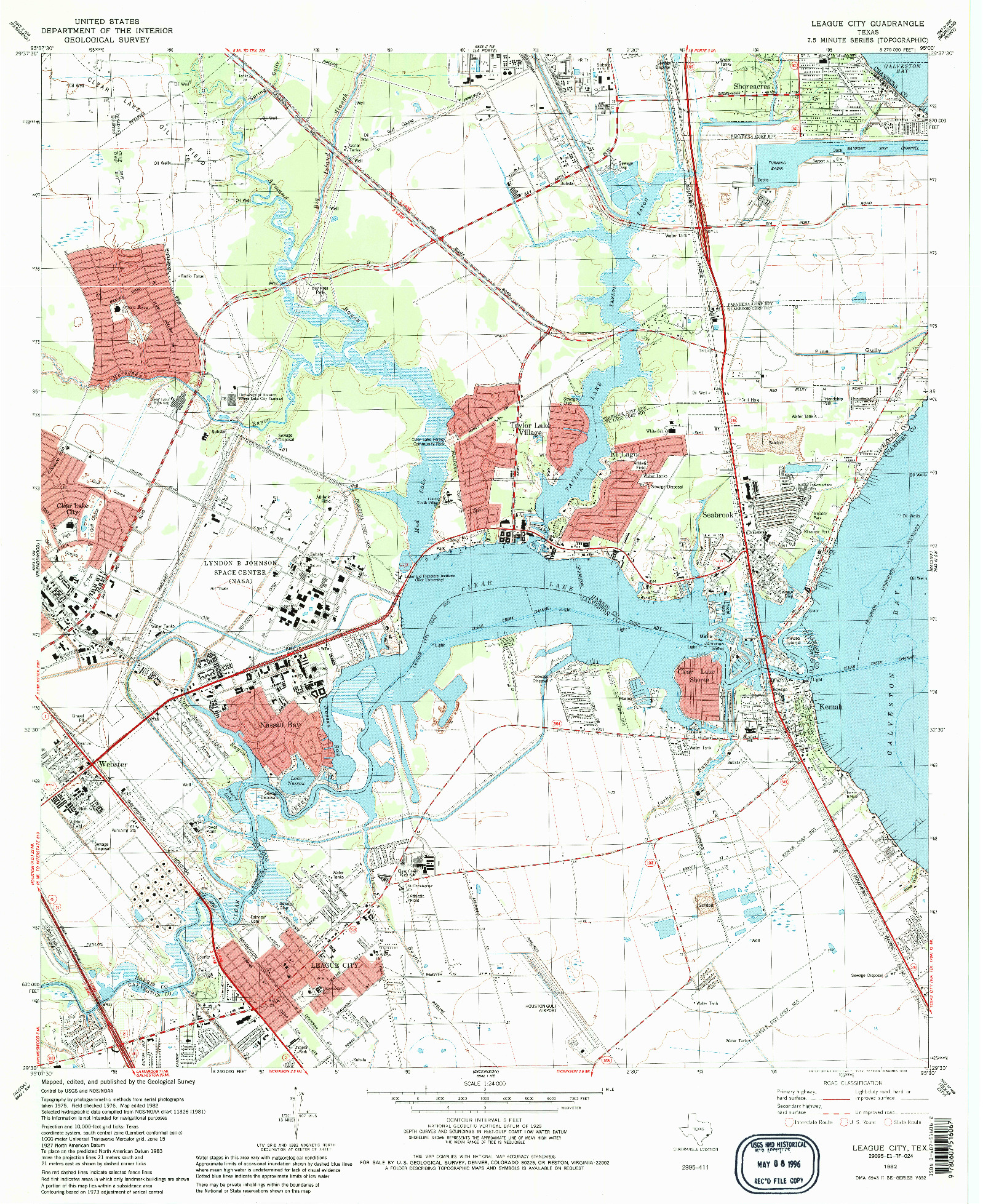 USGS 1:24000-SCALE QUADRANGLE FOR LEAGUE CITY, TX 1982