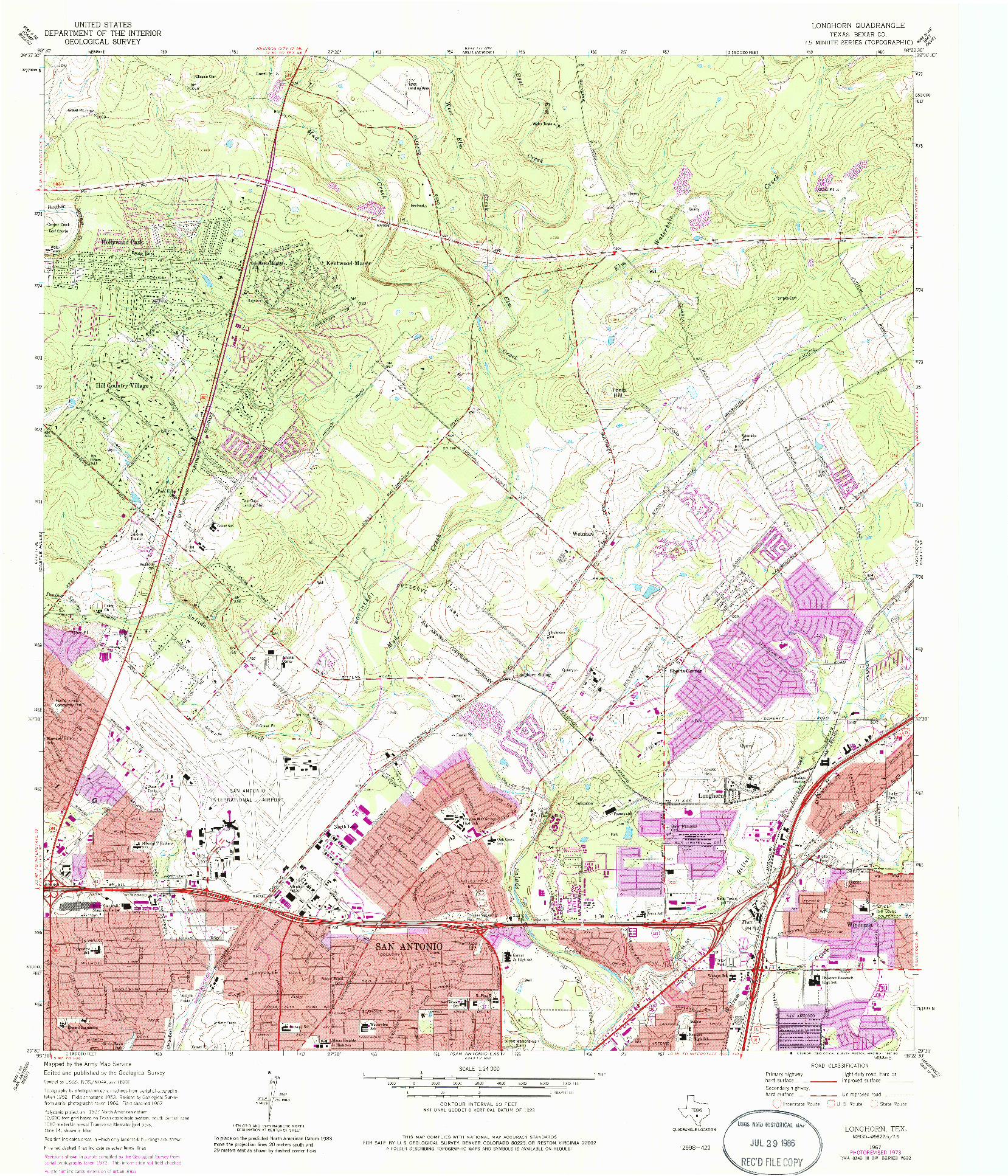 USGS 1:24000-SCALE QUADRANGLE FOR LONGHORN, TX 1967