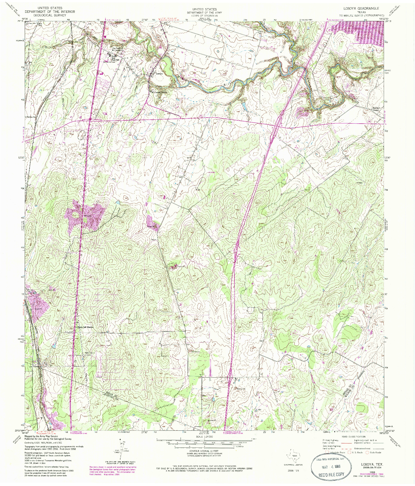 USGS 1:24000-SCALE QUADRANGLE FOR LOSOYA, TX 1958