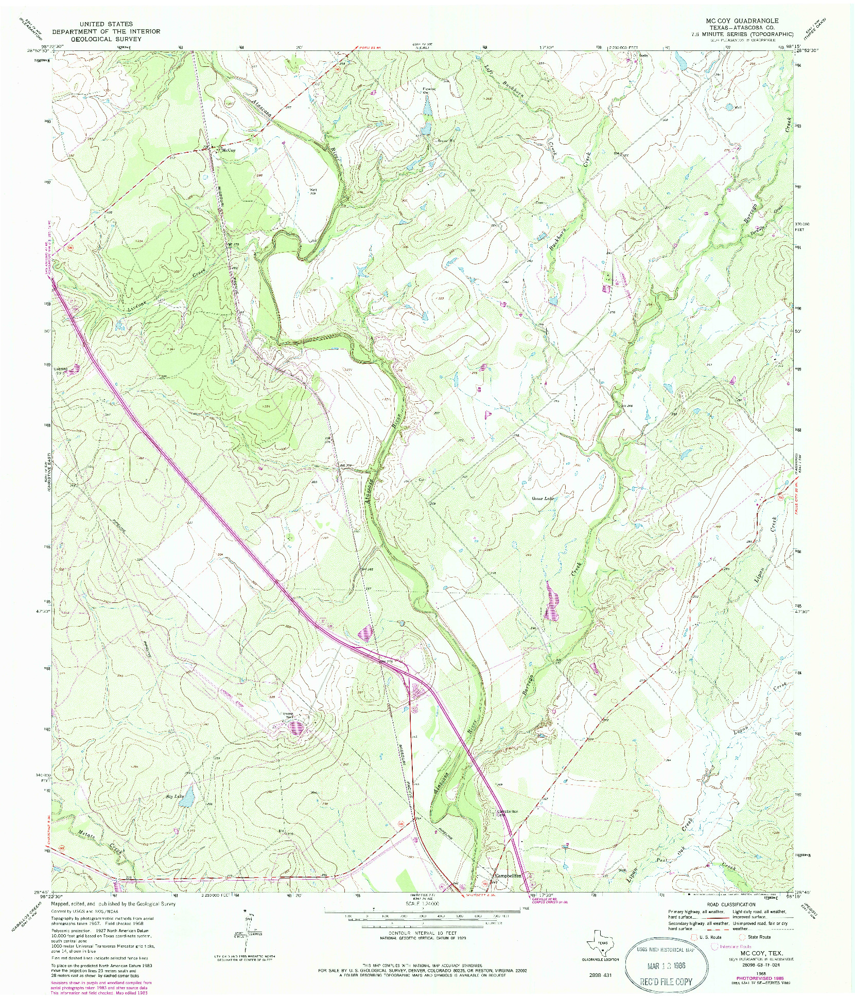 USGS 1:24000-SCALE QUADRANGLE FOR MCCOY, TX 1968