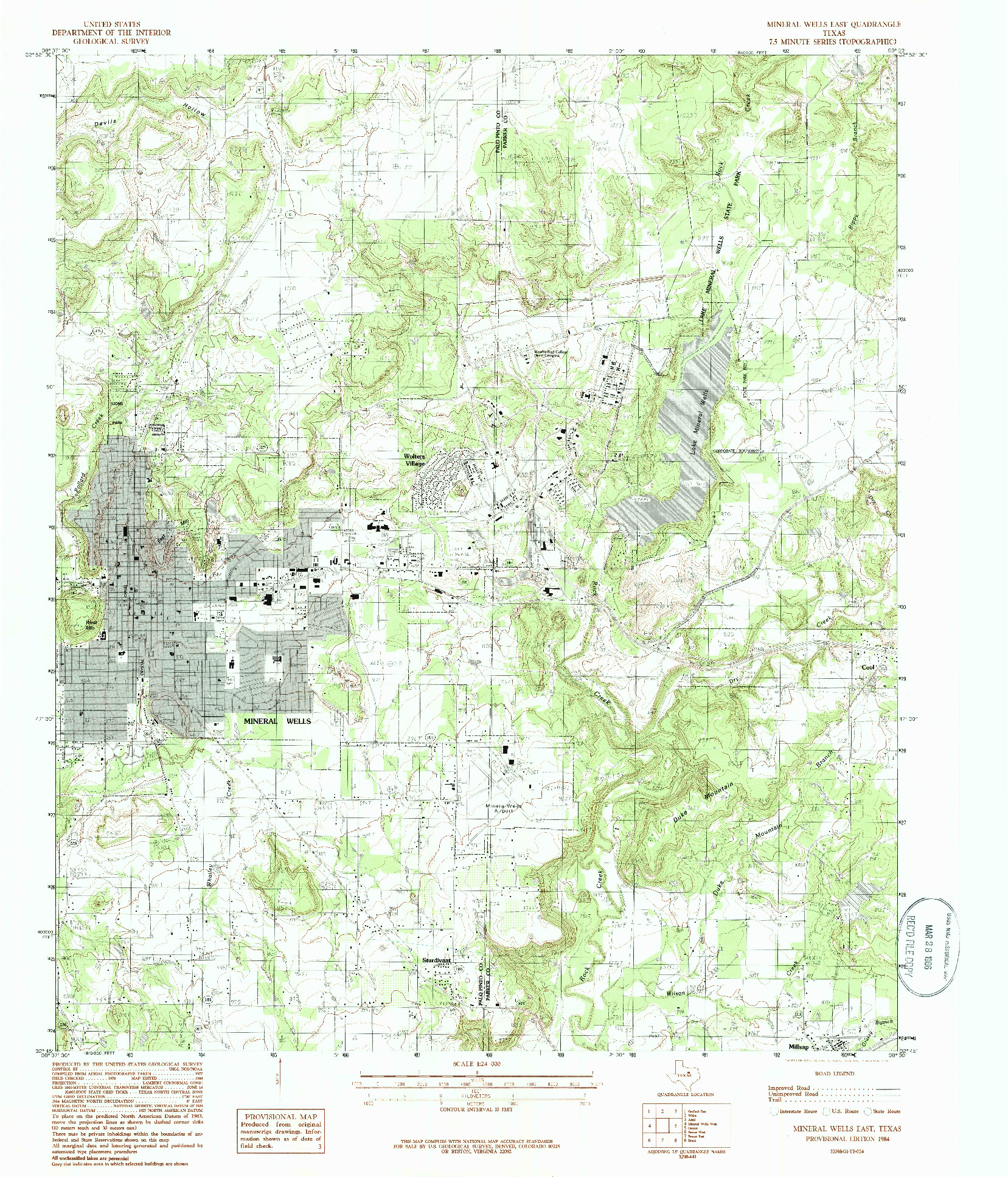 USGS 1:24000-SCALE QUADRANGLE FOR MINERAL WELLS EAST, TX 1984