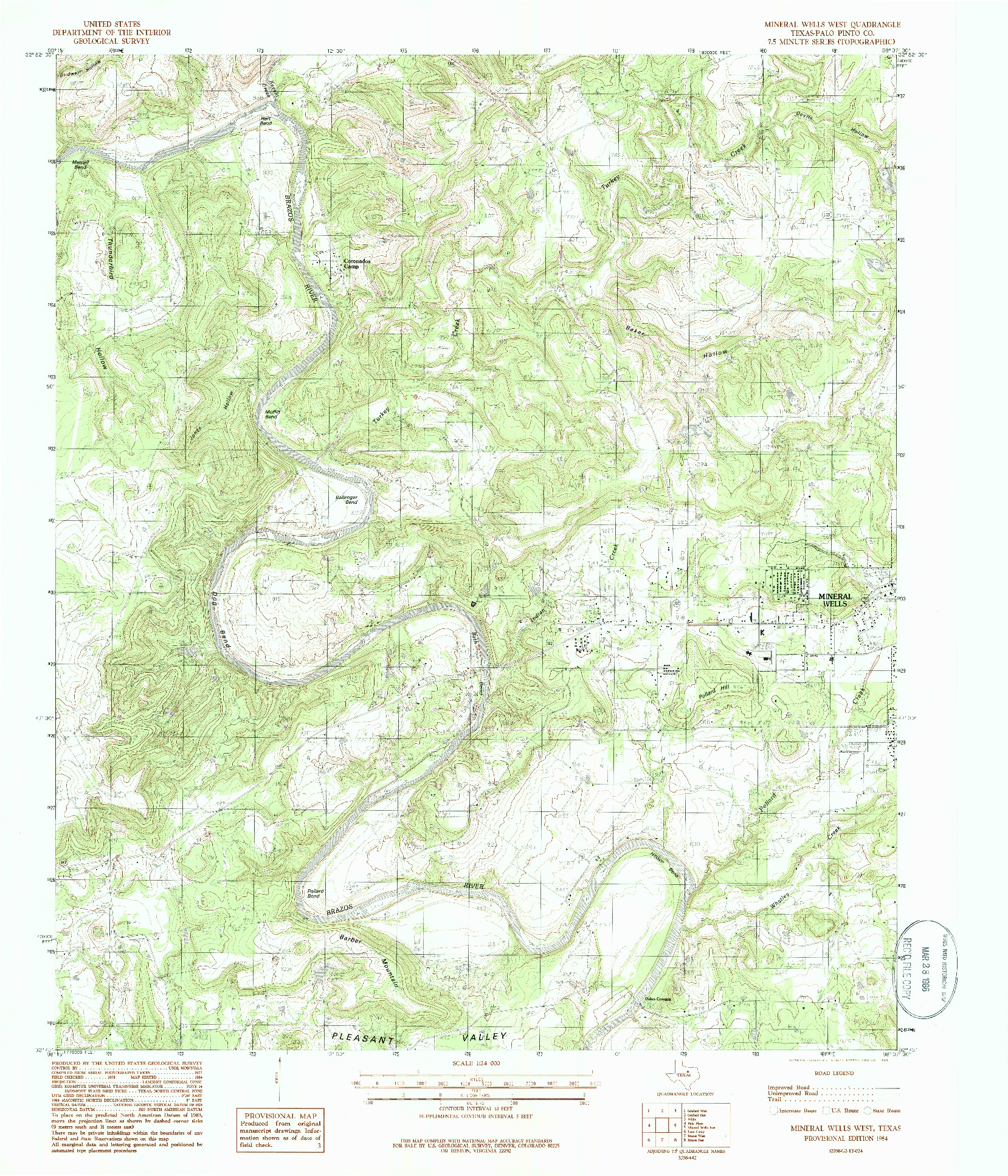 USGS 1:24000-SCALE QUADRANGLE FOR MINERAL WELLS WEST, TX 1984