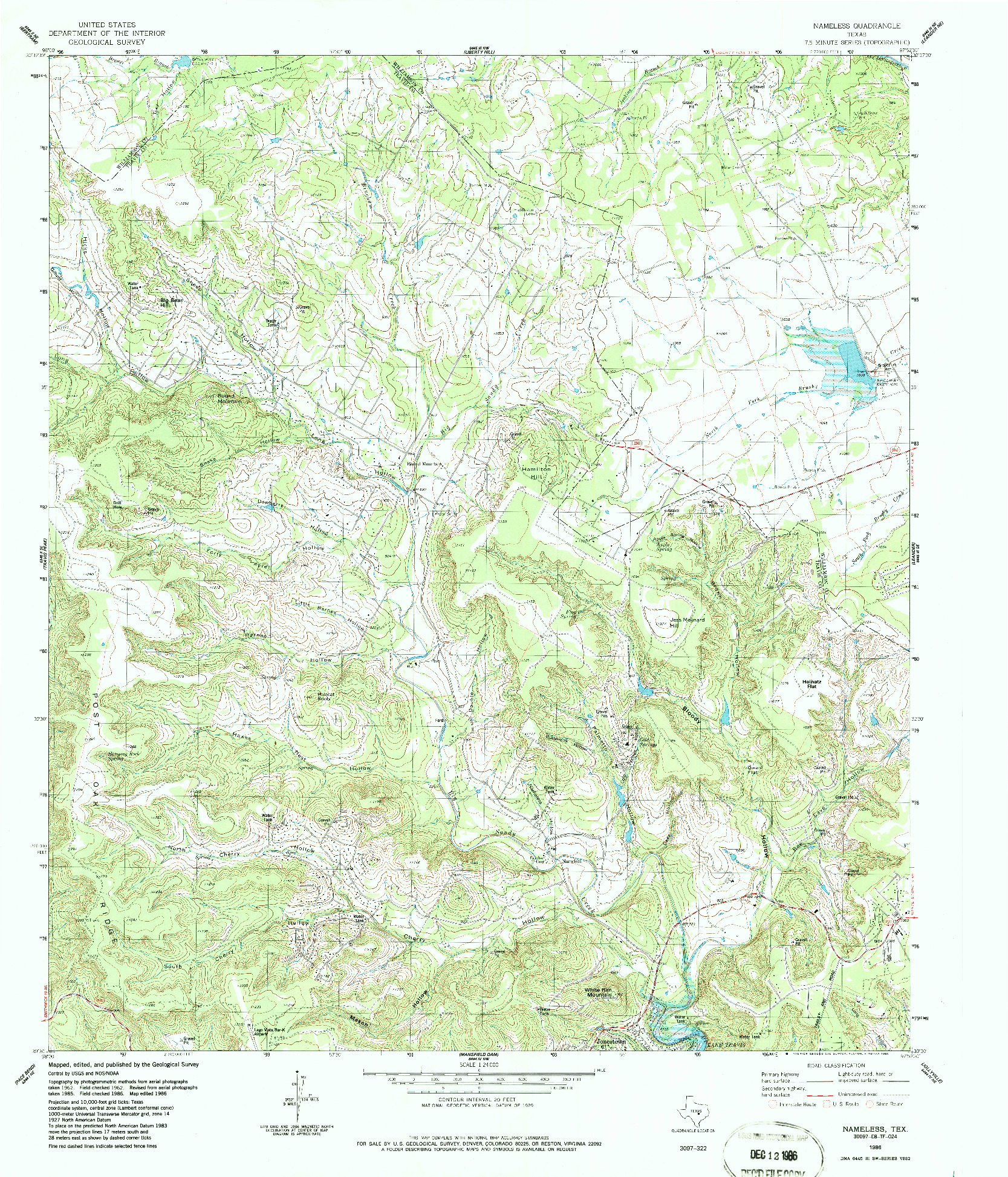 USGS 1:24000-SCALE QUADRANGLE FOR NAMELESS, TX 1986