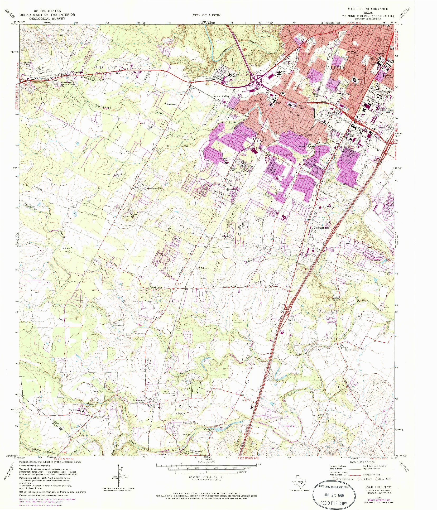 USGS 1:24000-SCALE QUADRANGLE FOR OAK HILL, TX 1966