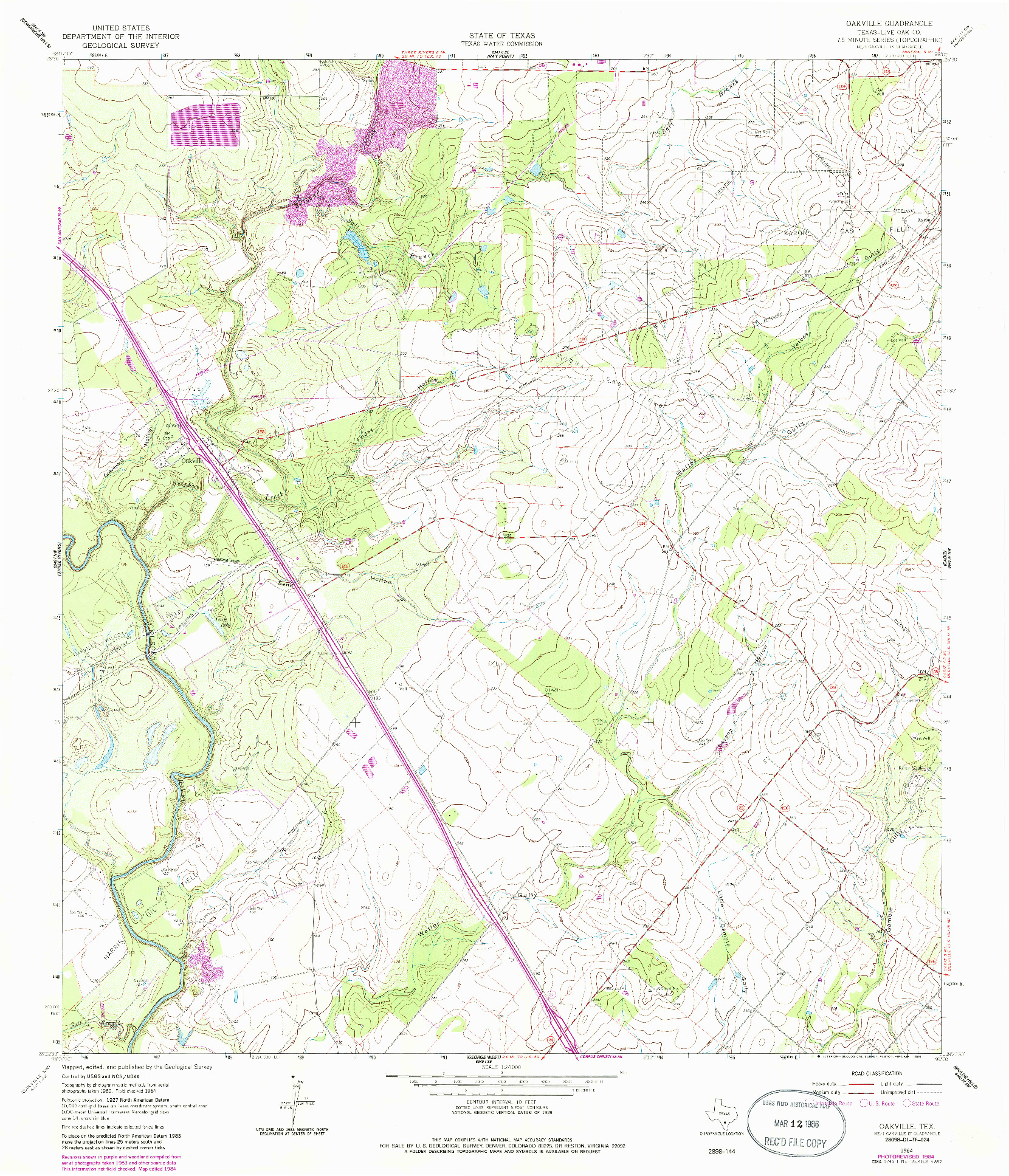 USGS 1:24000-SCALE QUADRANGLE FOR OAKVILLE, TX 1964