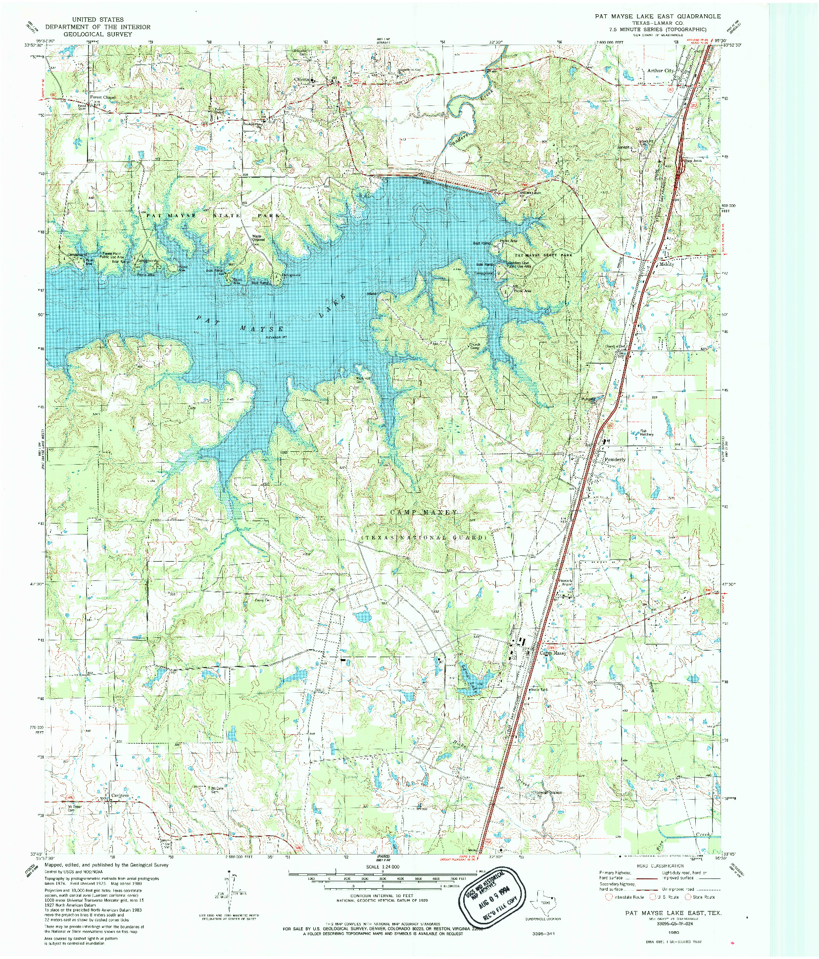USGS 1:24000-SCALE QUADRANGLE FOR PAT MAYSE LAKE EAST, TX 1980