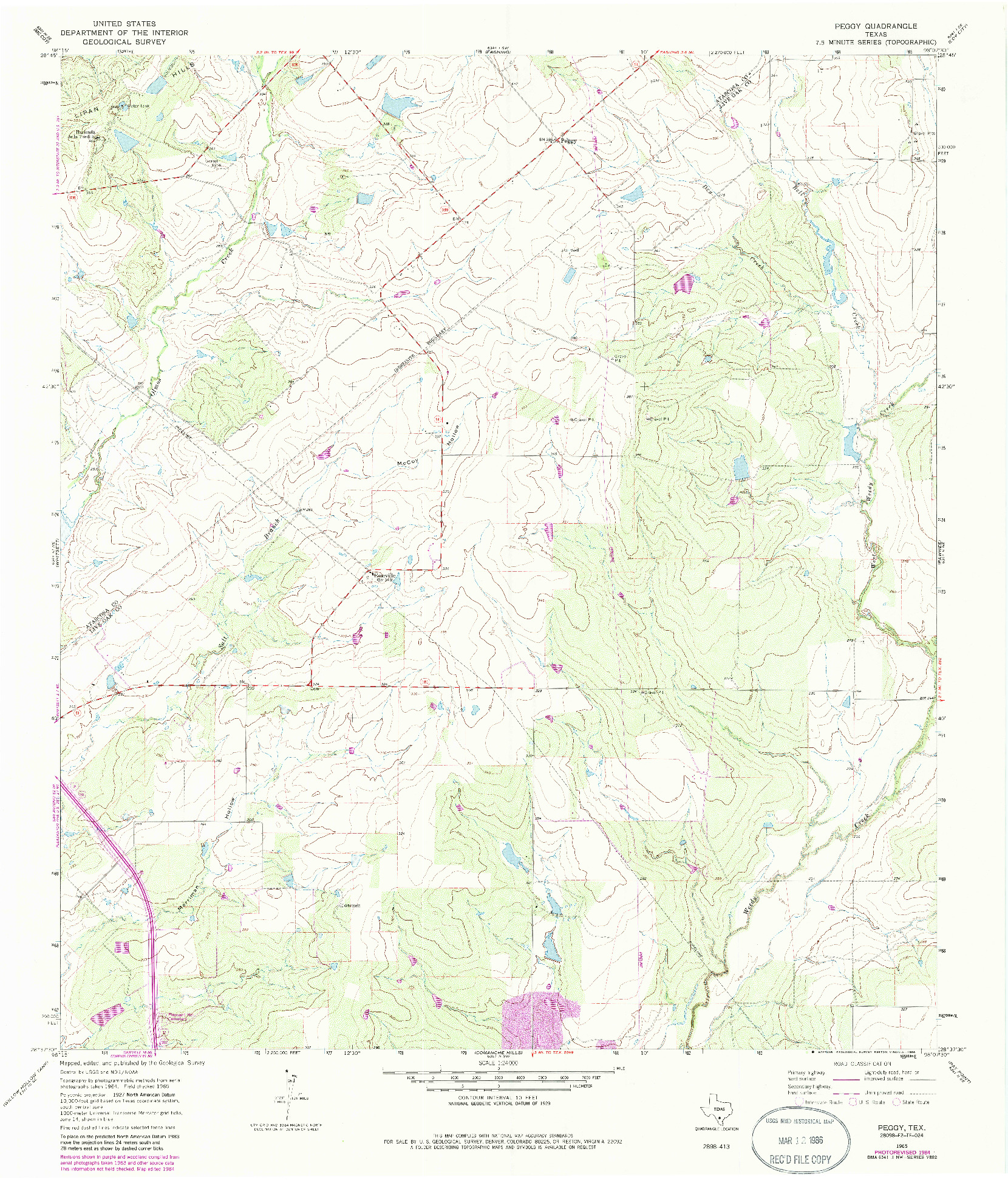 USGS 1:24000-SCALE QUADRANGLE FOR PEGGY, TX 1965