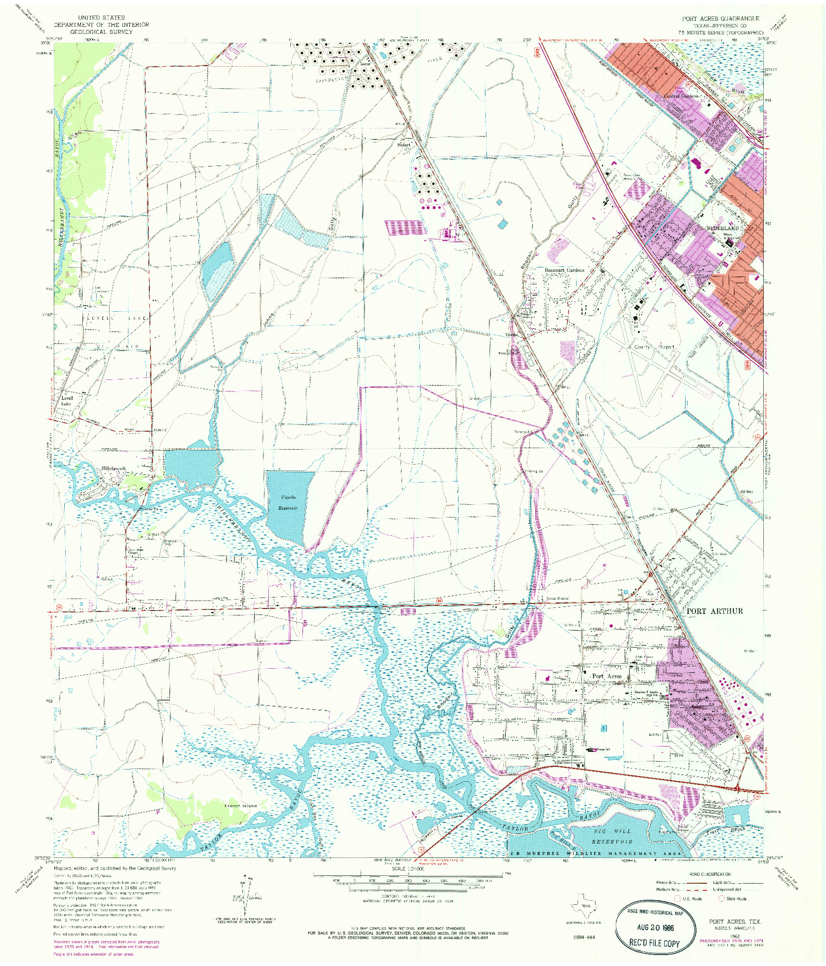 USGS 1:24000-SCALE QUADRANGLE FOR PORT ACRES, TX 1962