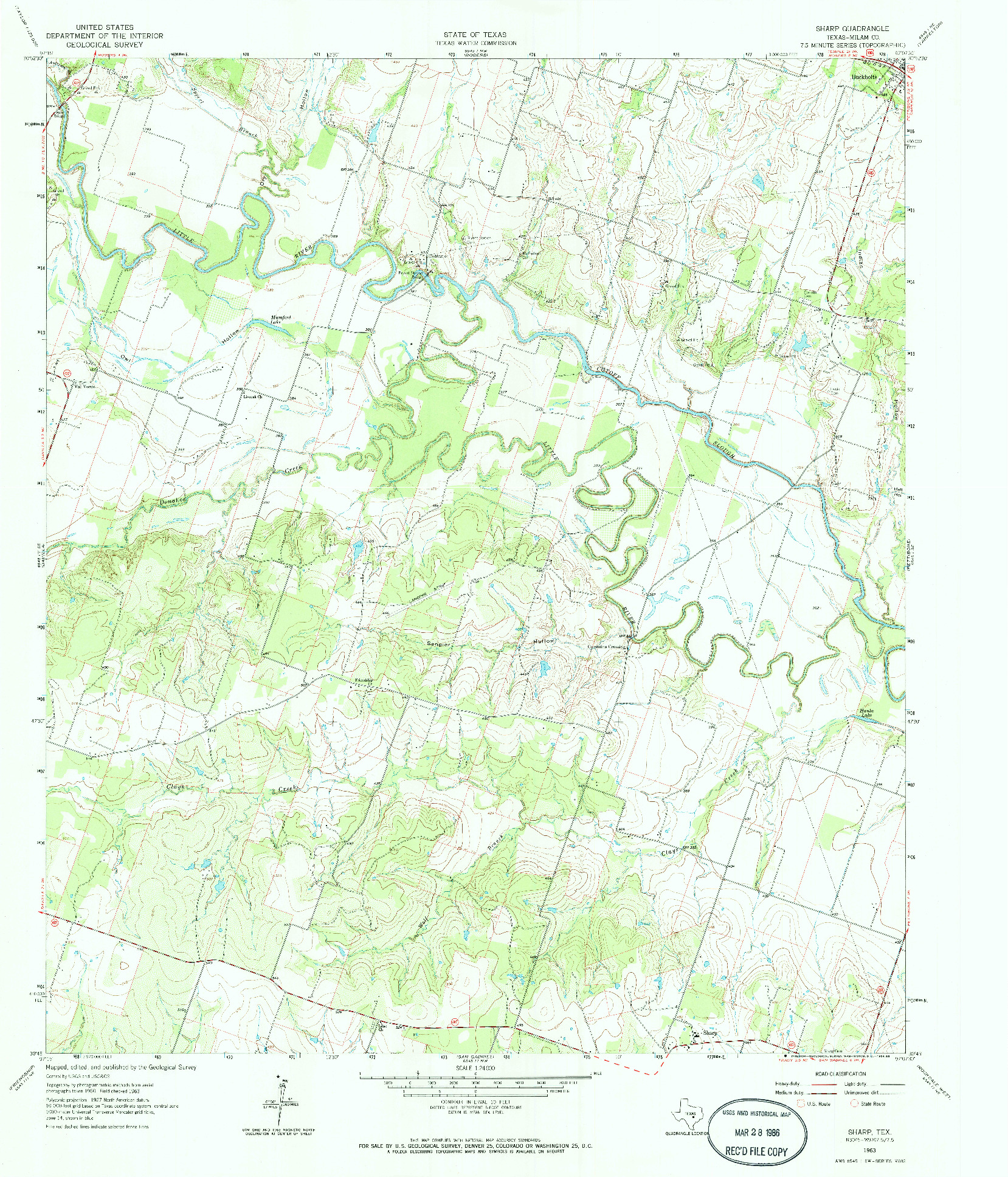 USGS 1:24000-SCALE QUADRANGLE FOR SHARP, TX 1963