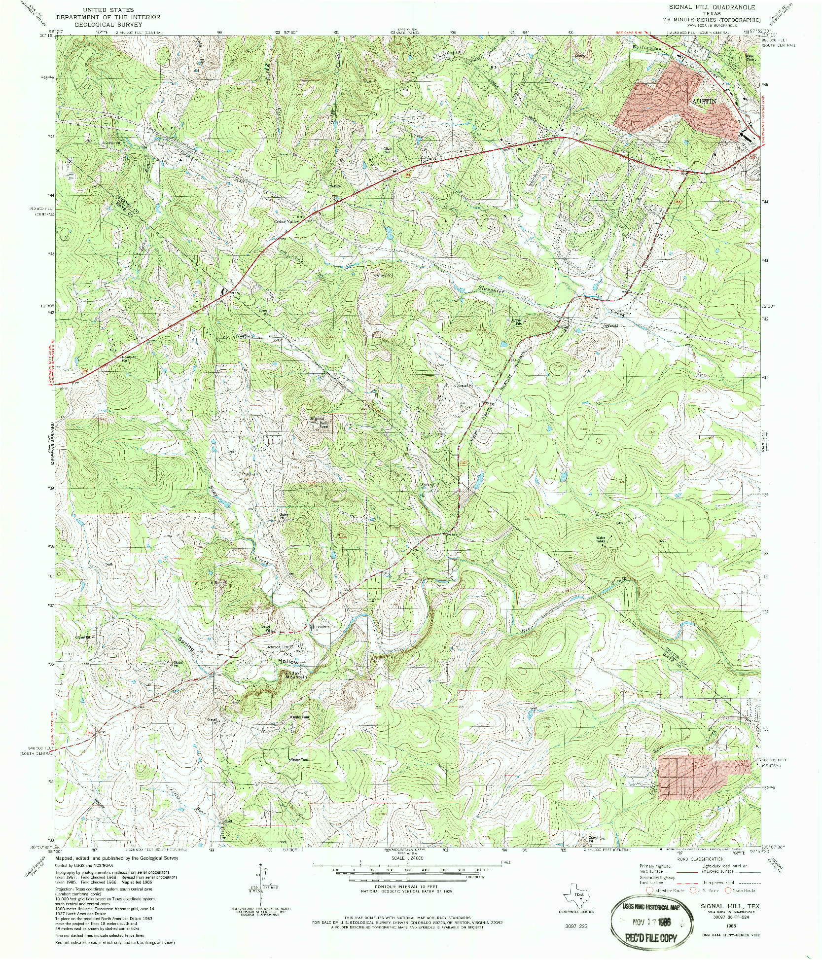 USGS 1:24000-SCALE QUADRANGLE FOR SIGNAL HILL, TX 1986