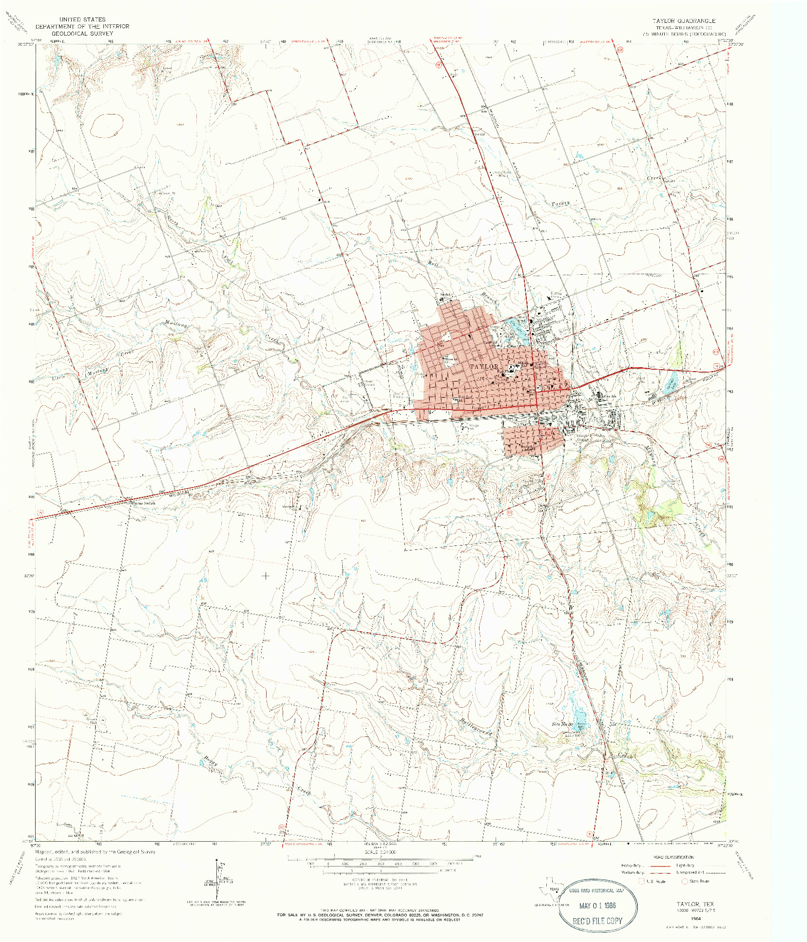 USGS 1:24000-SCALE QUADRANGLE FOR TAYLOR, TX 1964