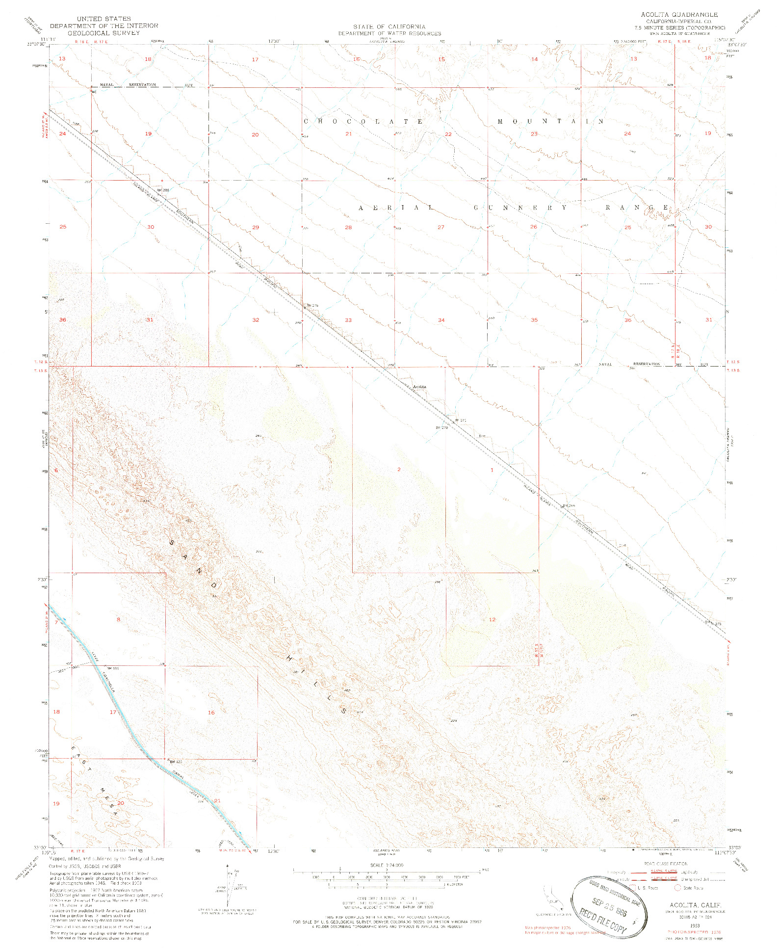 USGS 1:24000-SCALE QUADRANGLE FOR ACOLITA, CA 1953