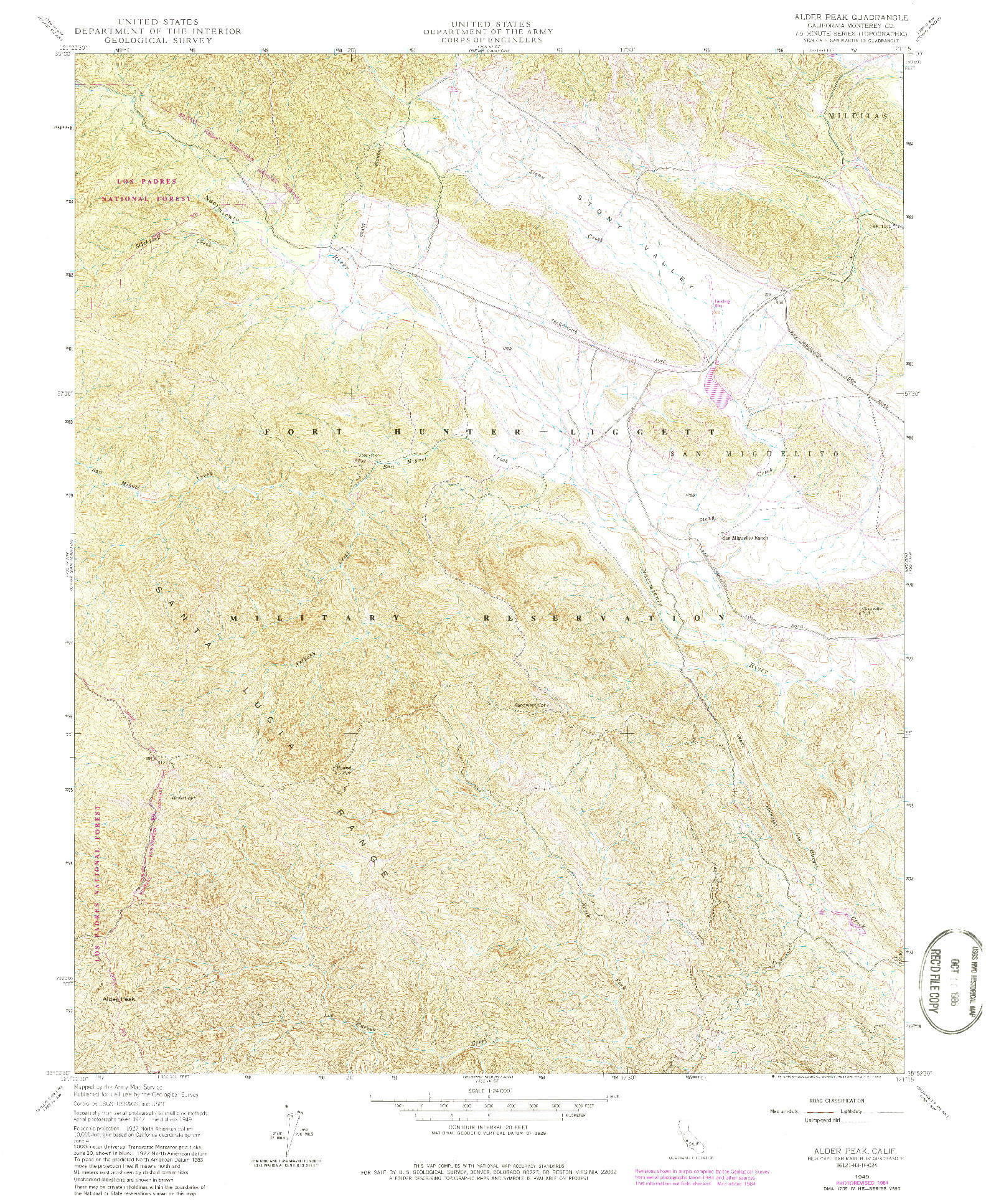 USGS 1:24000-SCALE QUADRANGLE FOR ALDER PEAK, CA 1949