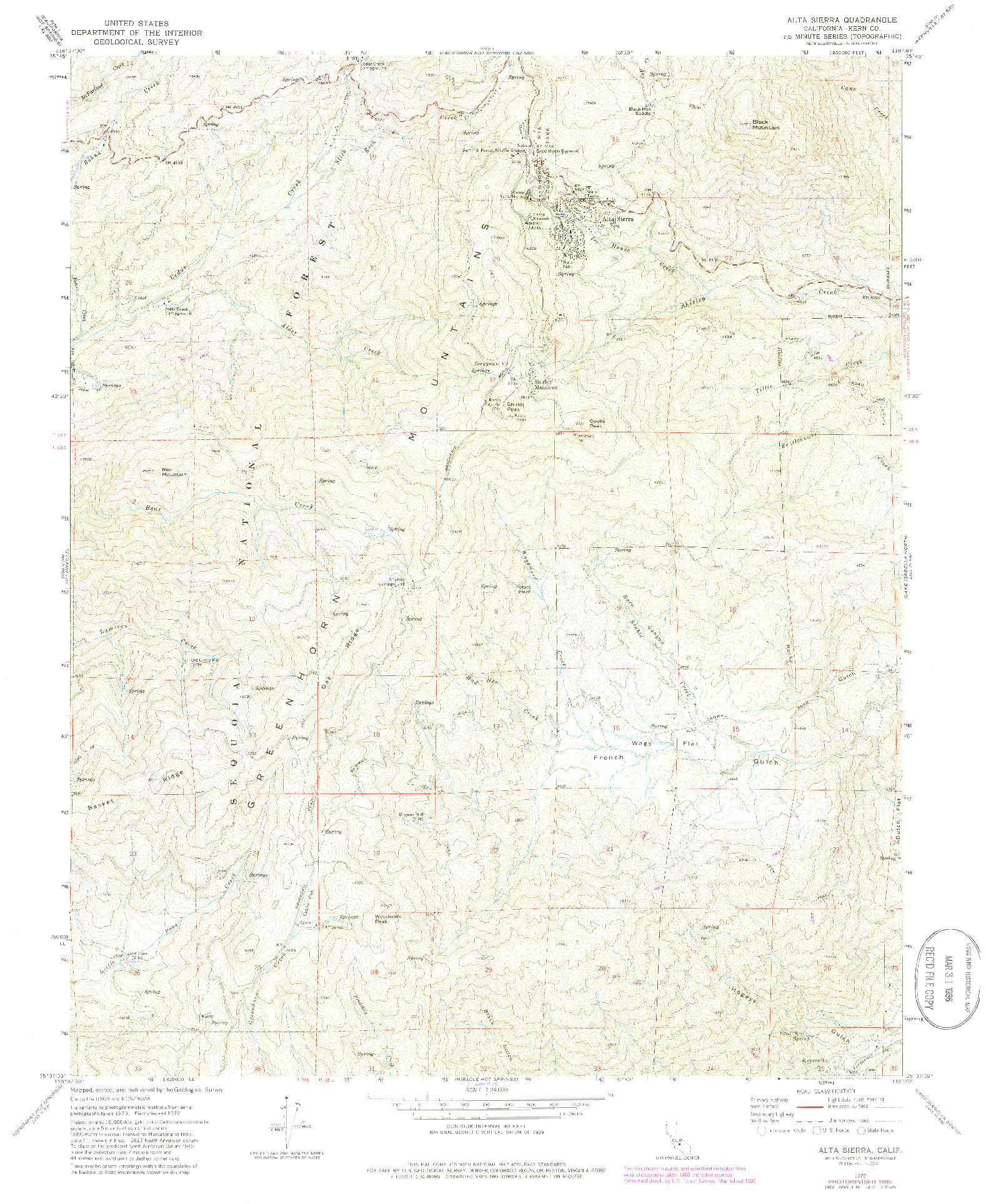 USGS 1:24000-SCALE QUADRANGLE FOR ALTA SIERRA, CA 1972