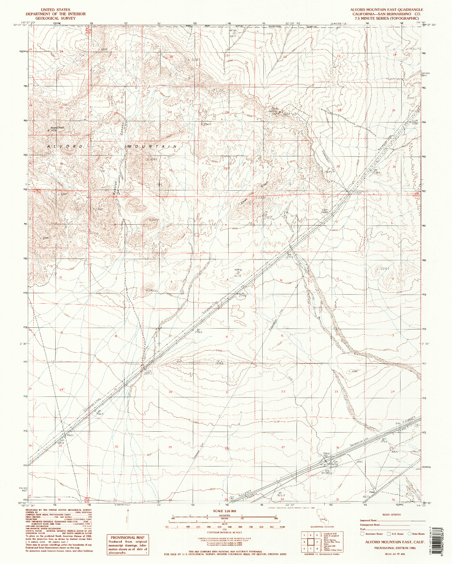 USGS 1:24000-SCALE QUADRANGLE FOR ALVORD MOUNTAIN EAST, CA 1986