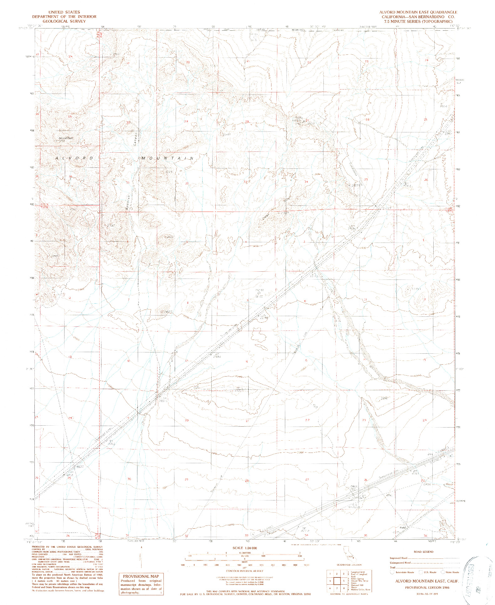 USGS 1:24000-SCALE QUADRANGLE FOR ALVORD MOUNTAIN EAST, CA 1986