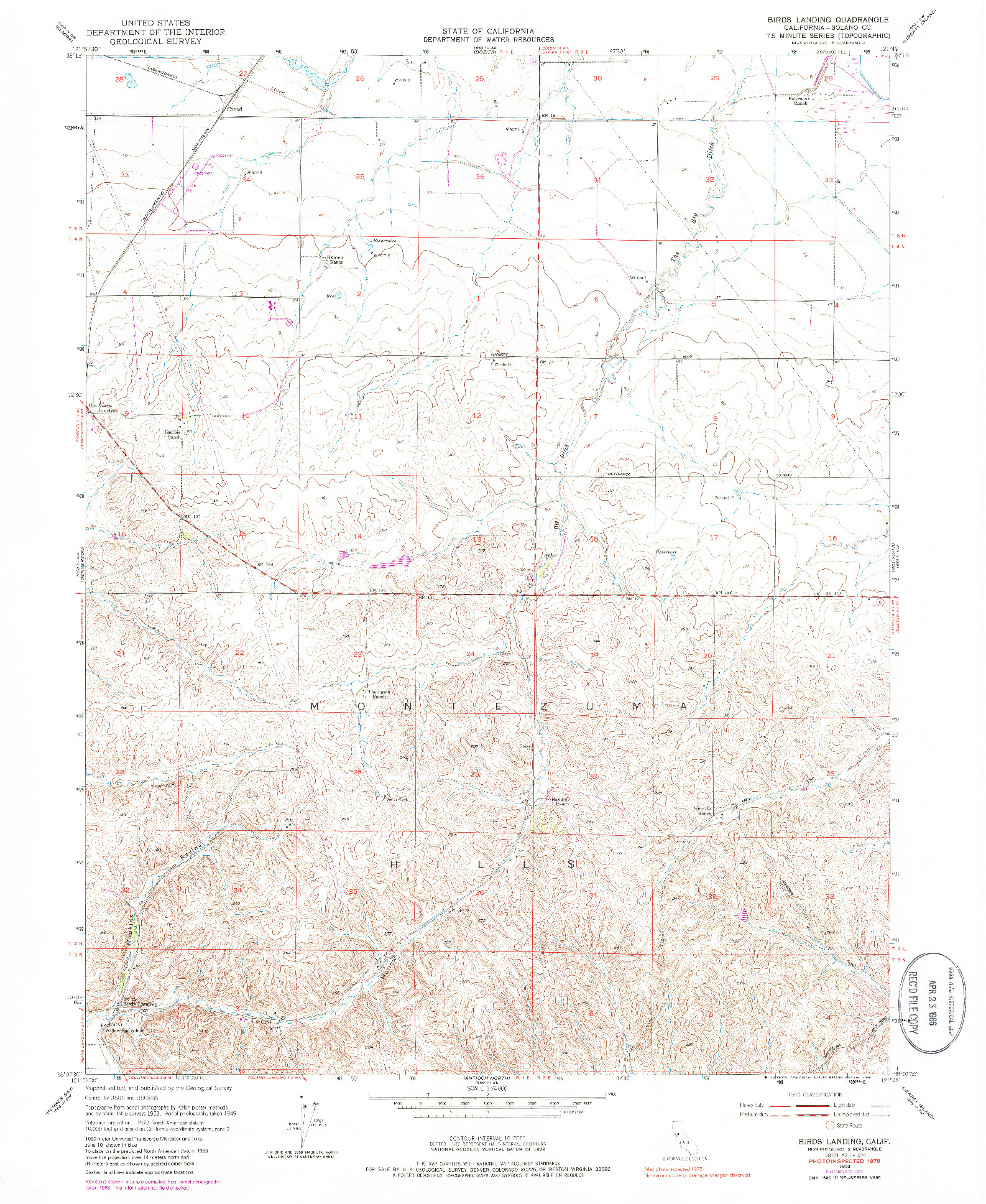 USGS 1:24000-SCALE QUADRANGLE FOR BIRDS LANDING, CA 1953