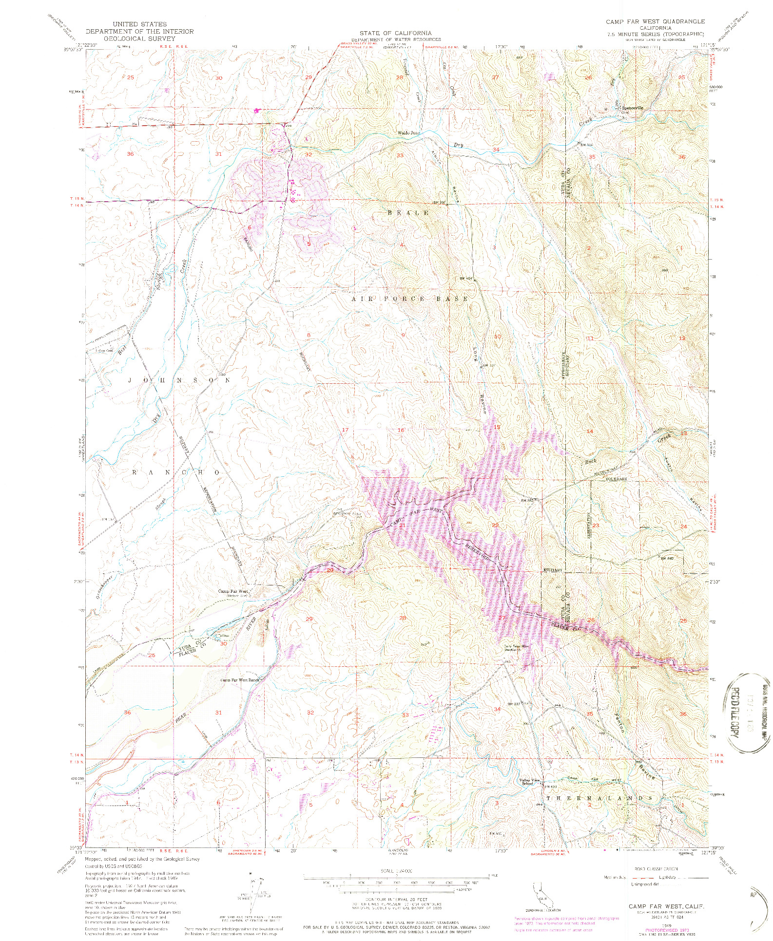 USGS 1:24000-SCALE QUADRANGLE FOR CAMP FAR WEST, CA 1949