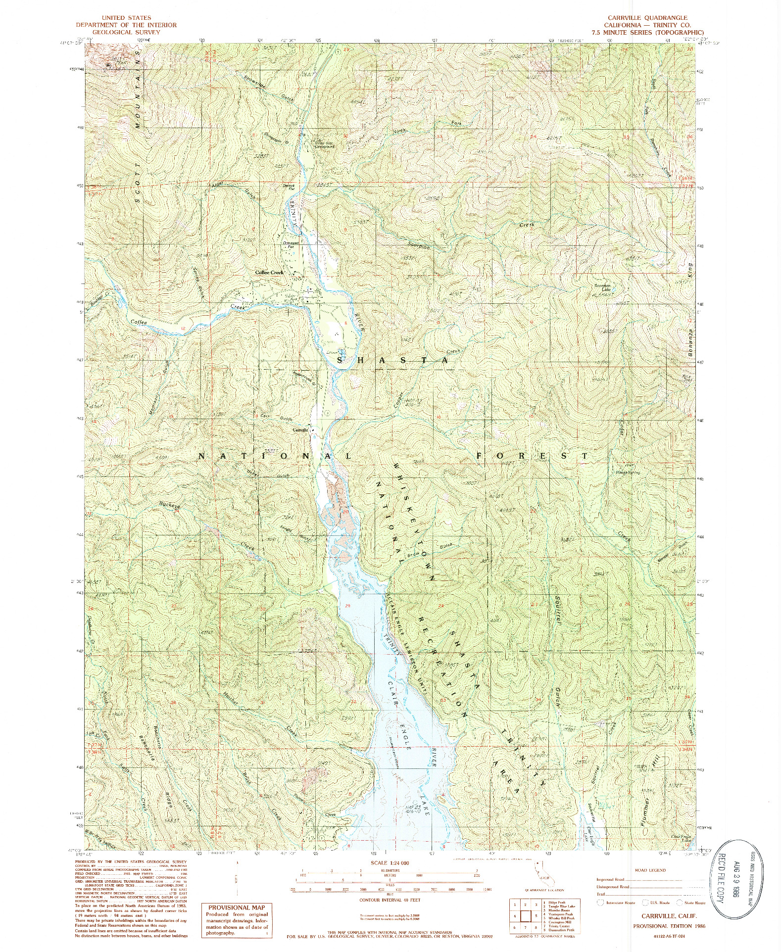 USGS 1:24000-SCALE QUADRANGLE FOR CARRVILLE, CA 1986