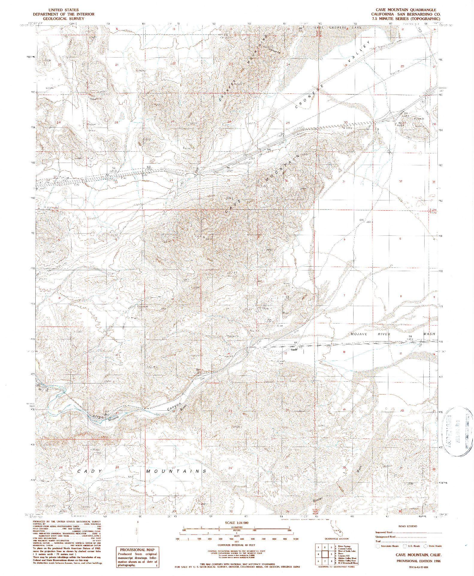 USGS 1:24000-SCALE QUADRANGLE FOR CAVE MOUNTAIN, CA 1986