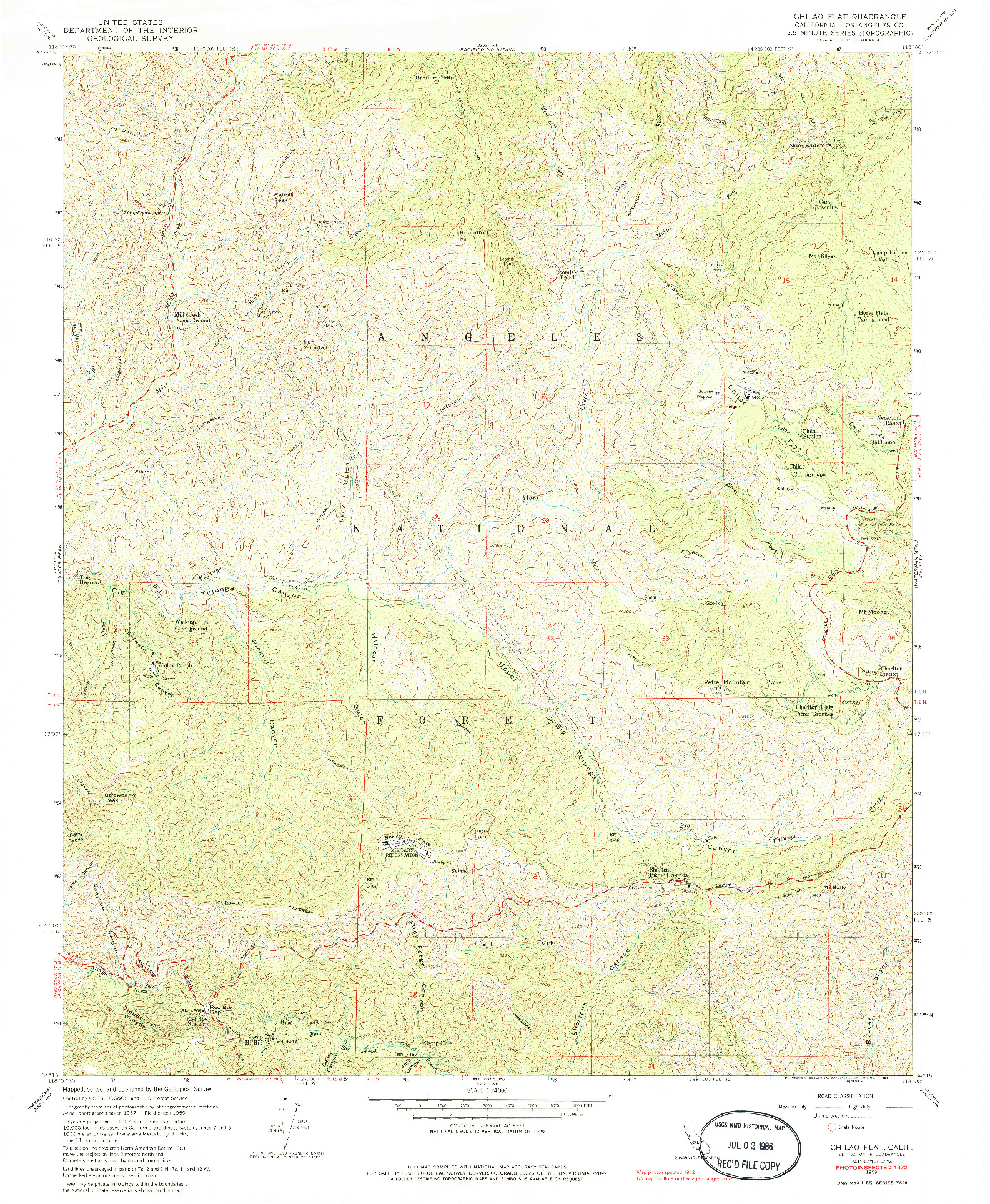 USGS 1:24000-SCALE QUADRANGLE FOR CHILAO FLAT, CA 1959