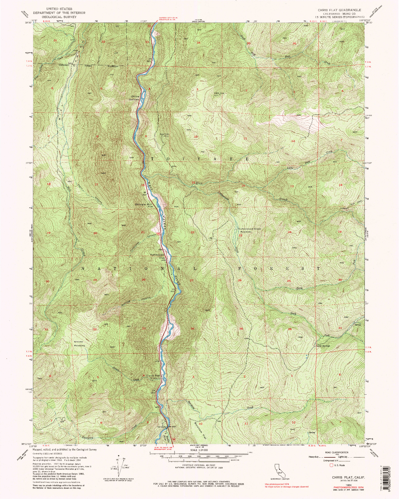 USGS 1:24000-SCALE QUADRANGLE FOR CHRIS FLAT, CA 1954