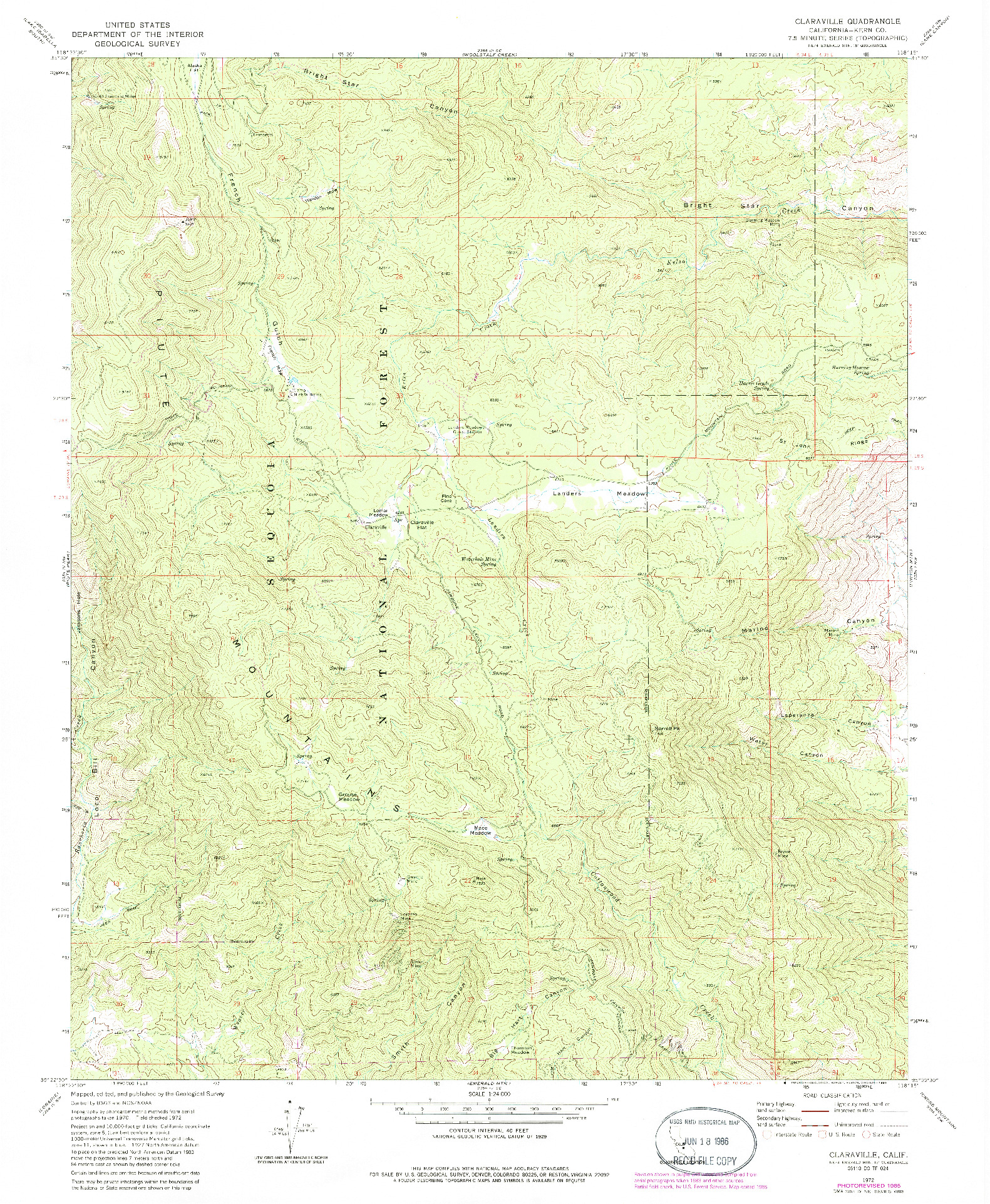 USGS 1:24000-SCALE QUADRANGLE FOR CLARAVILLE, CA 1972