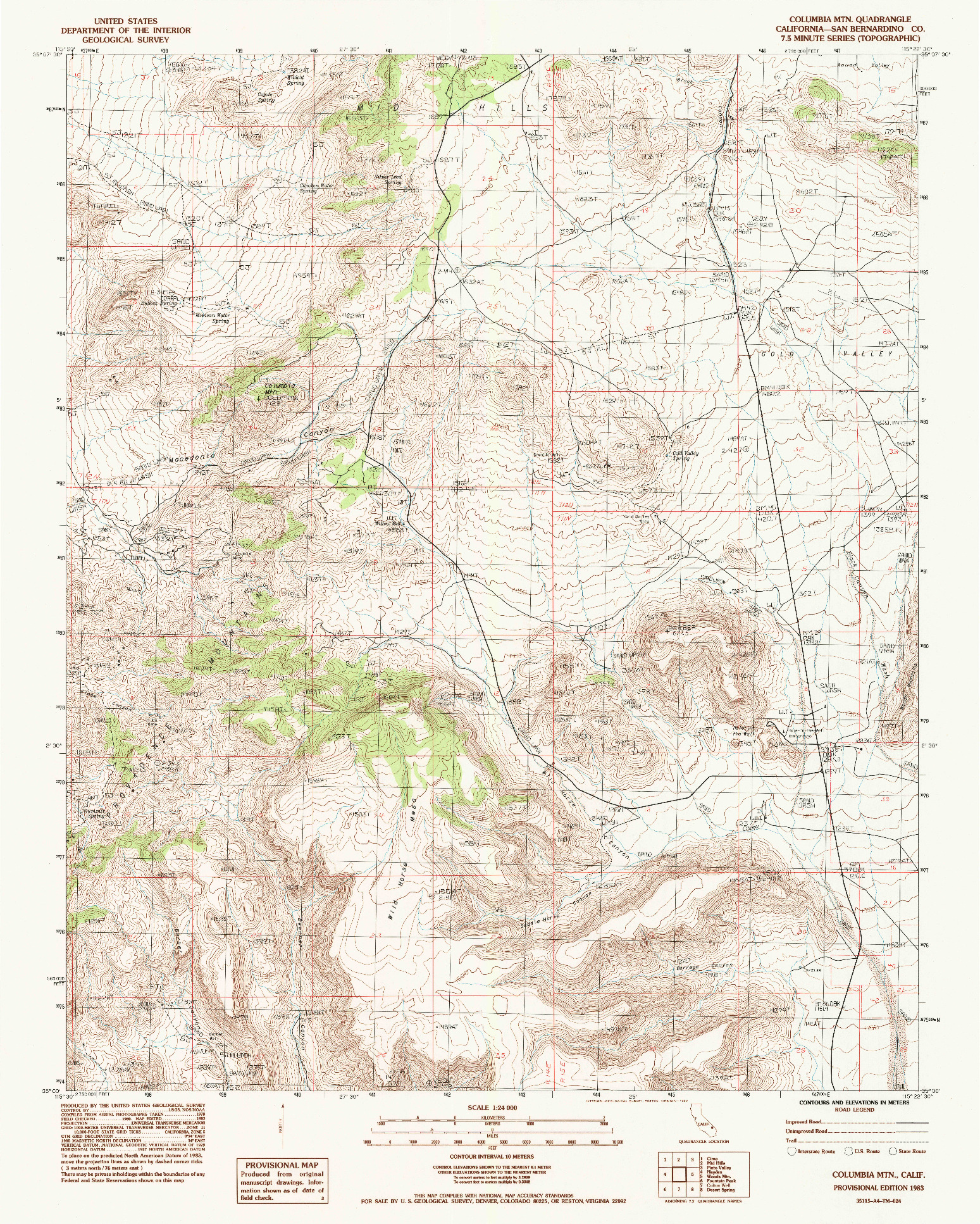 USGS 1:24000-SCALE QUADRANGLE FOR COLUMBIA MTN., CA 1983