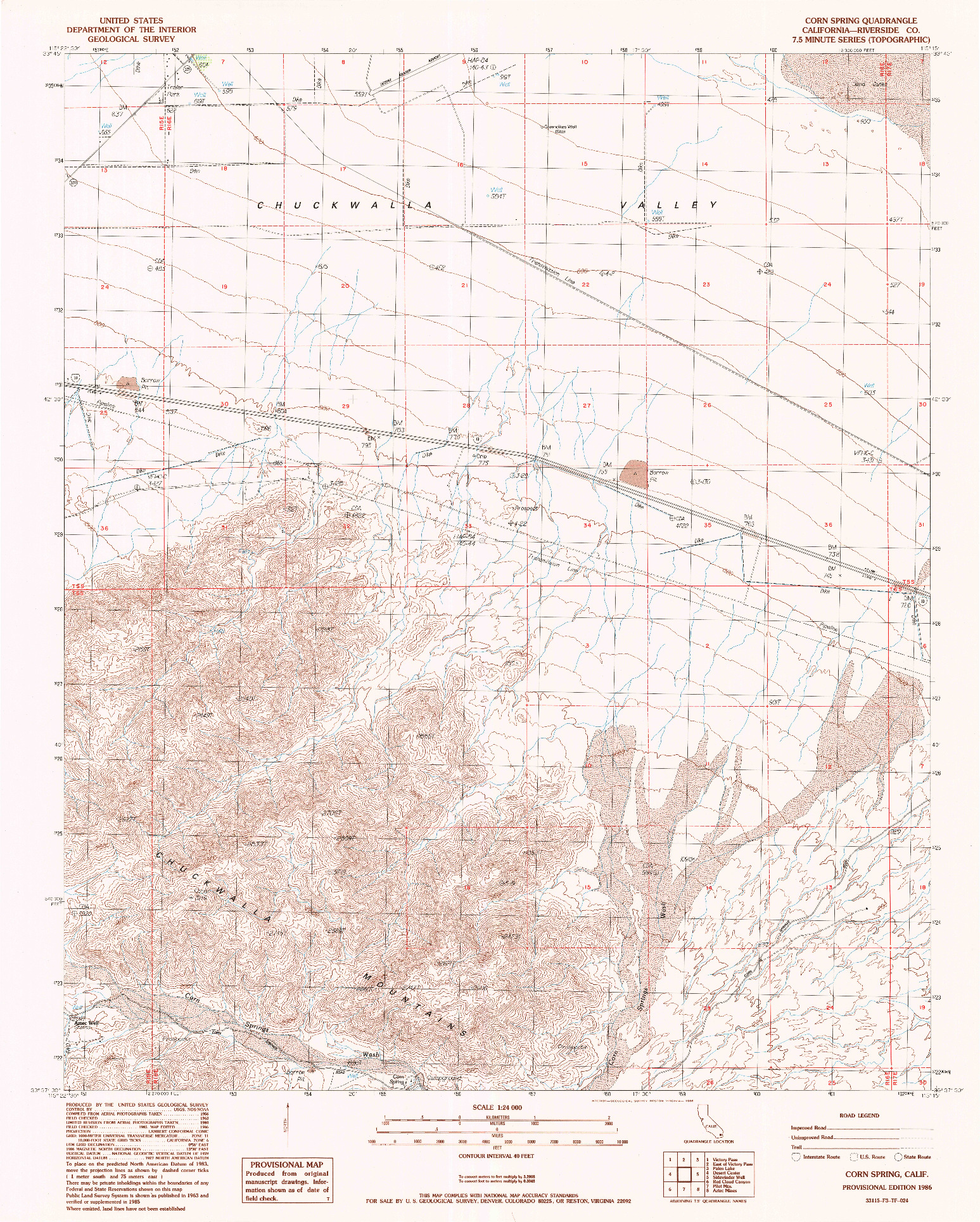 USGS 1:24000-SCALE QUADRANGLE FOR CORN SPRING, CA 1986