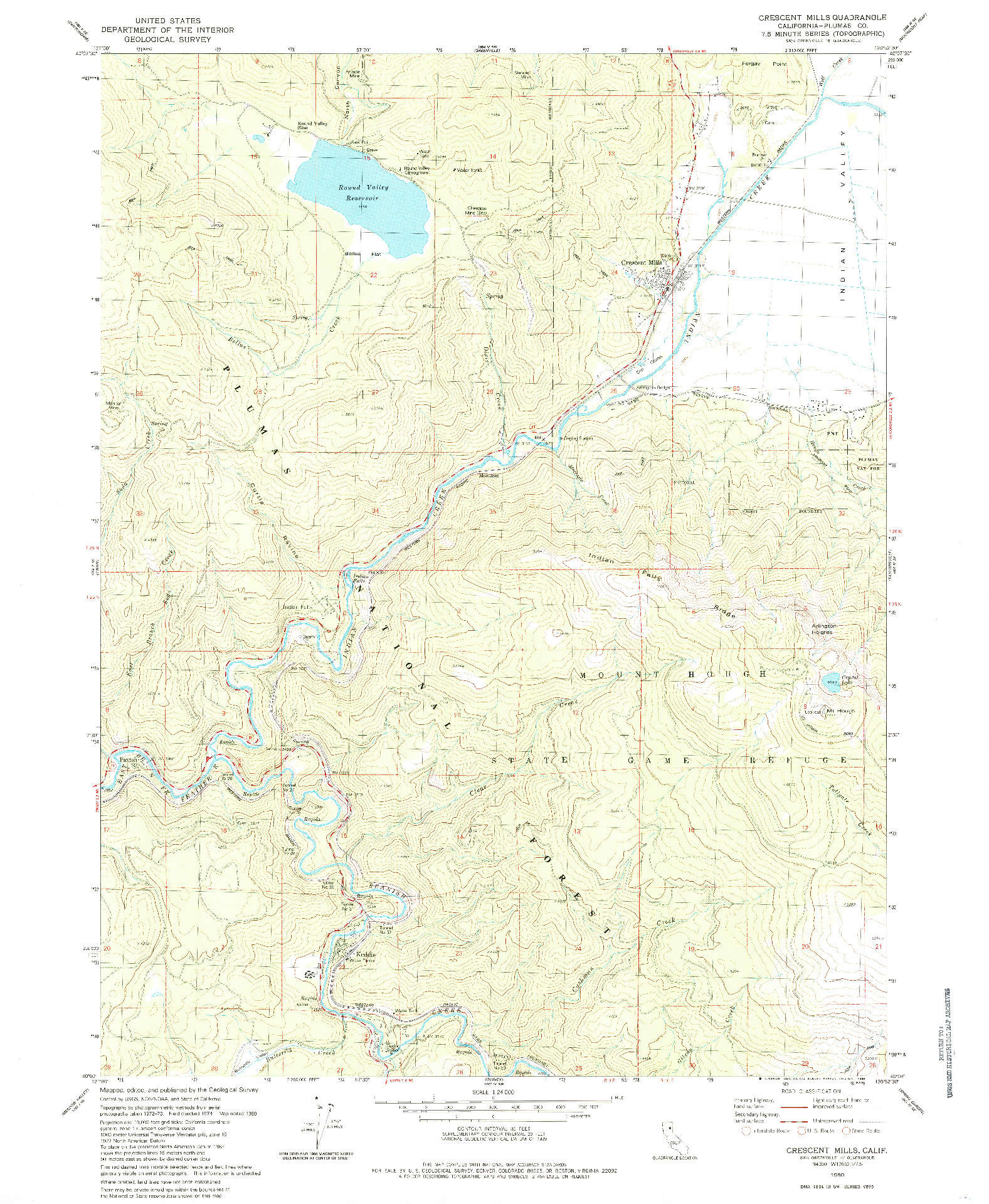 USGS 1:24000-SCALE QUADRANGLE FOR CRESCENT MILLS, CA 1980