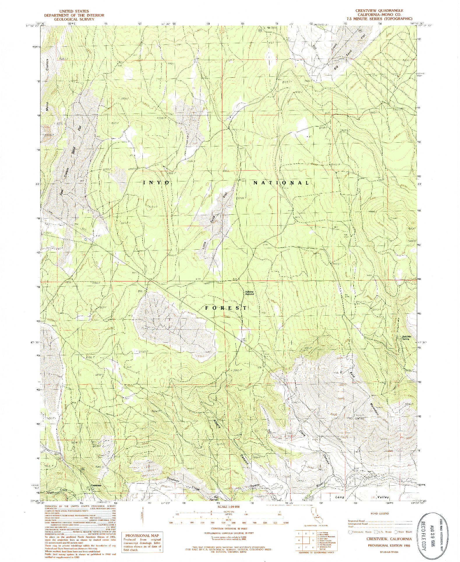 USGS 1:24000-SCALE QUADRANGLE FOR CRESTVIEW, CA 1986