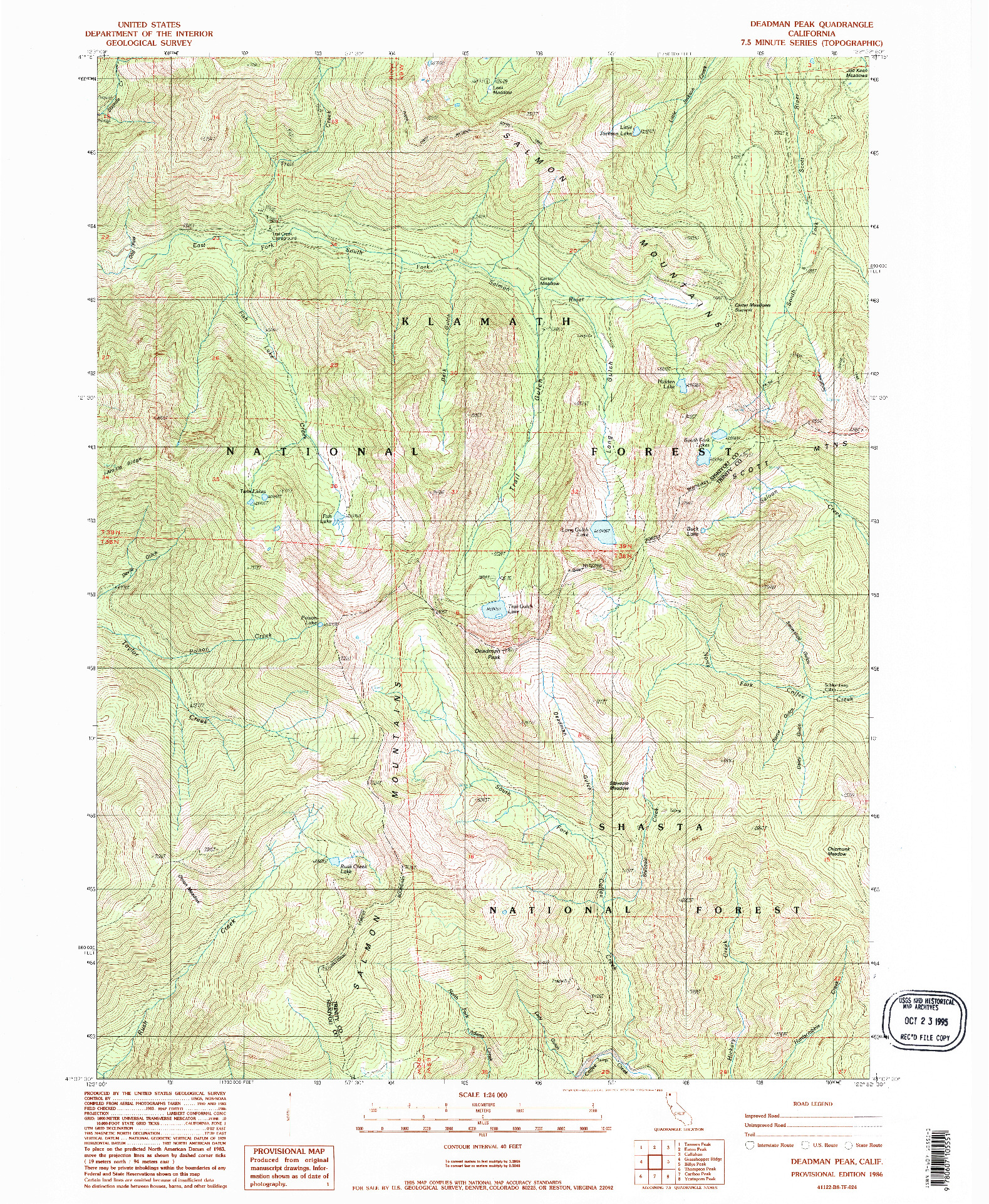 USGS 1:24000-SCALE QUADRANGLE FOR DEADMAN PEAK, CA 1986