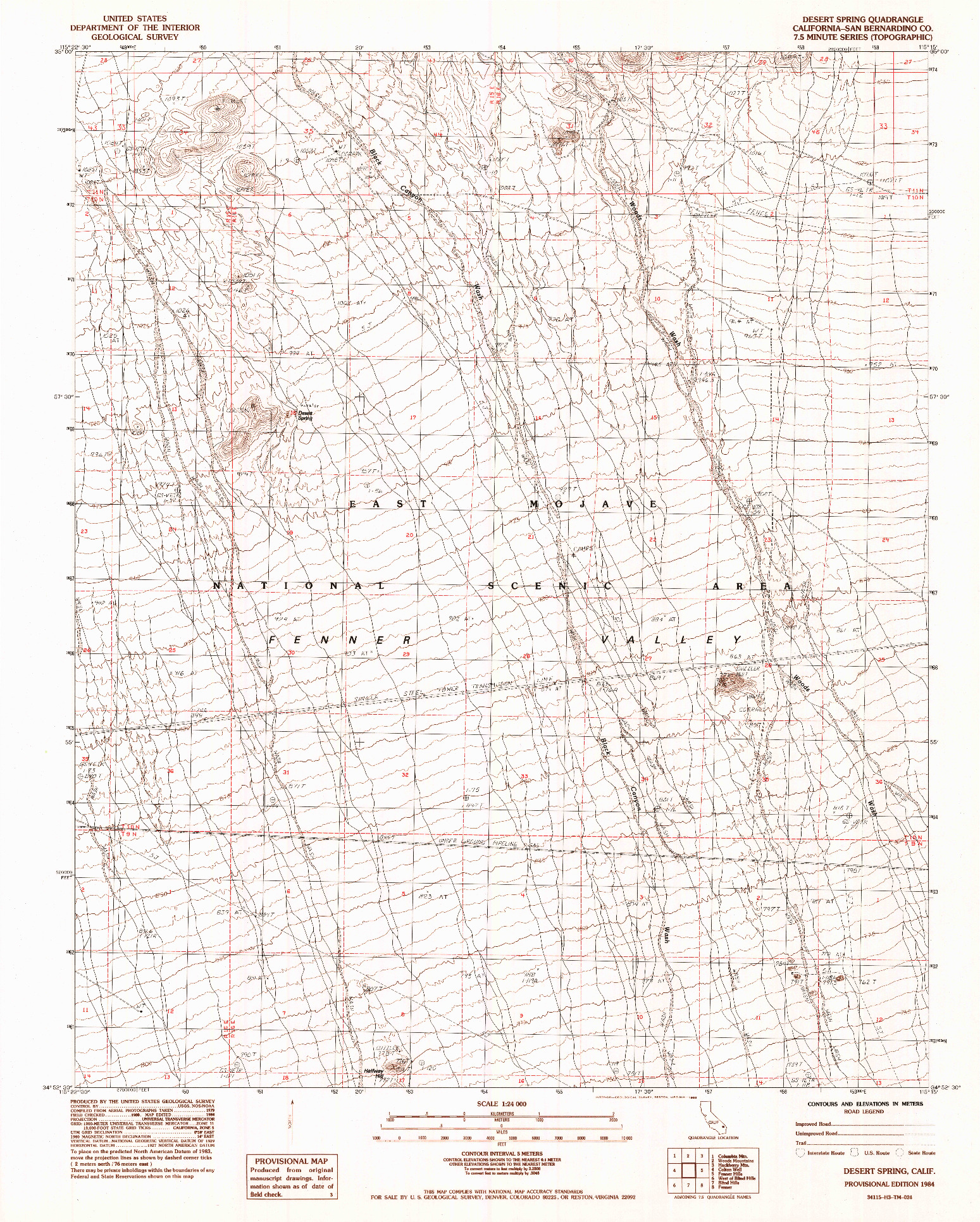 USGS 1:24000-SCALE QUADRANGLE FOR DESERT SPRING, CA 1984