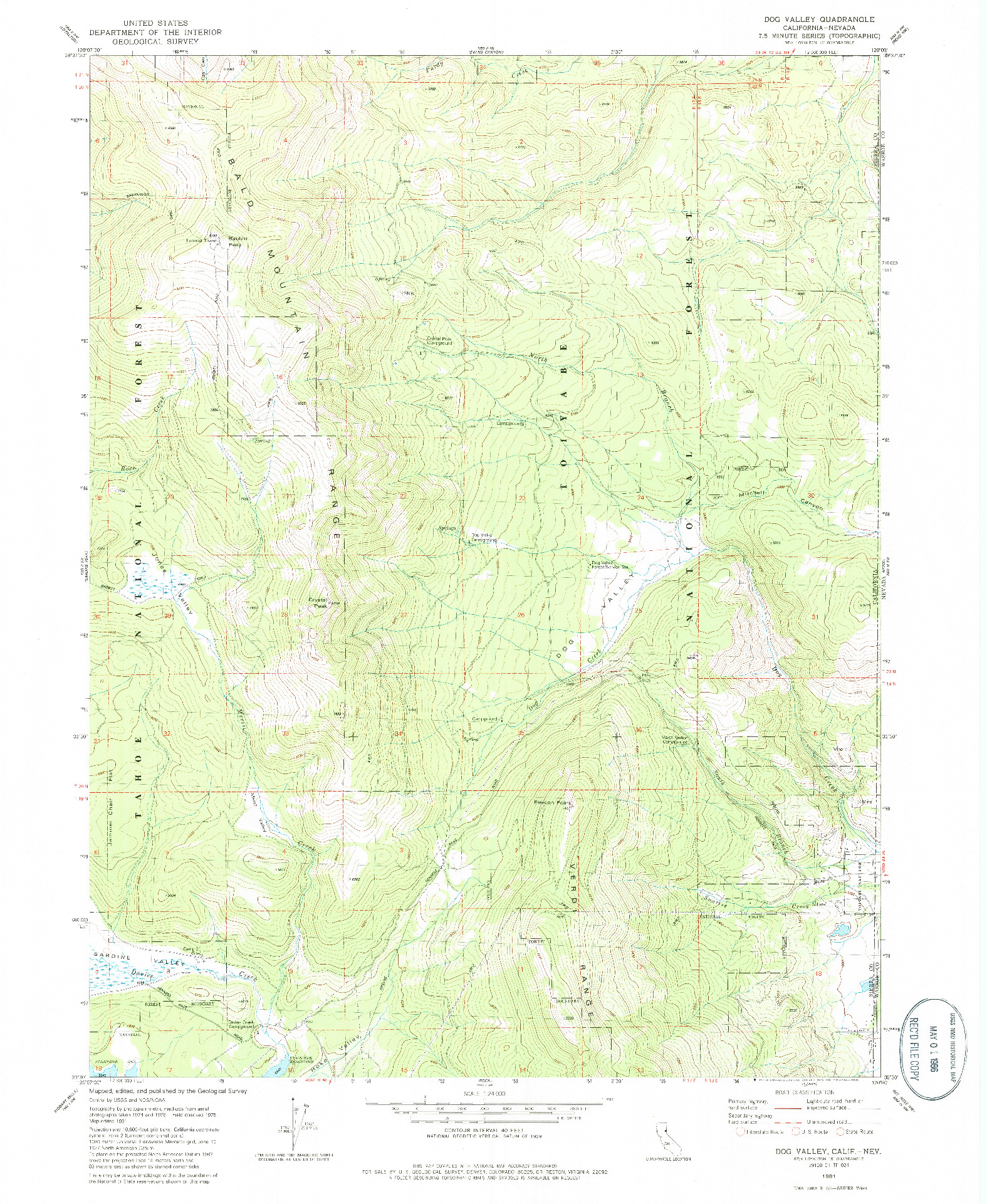 USGS 1:24000-SCALE QUADRANGLE FOR DOG VALLEY, CA 1981