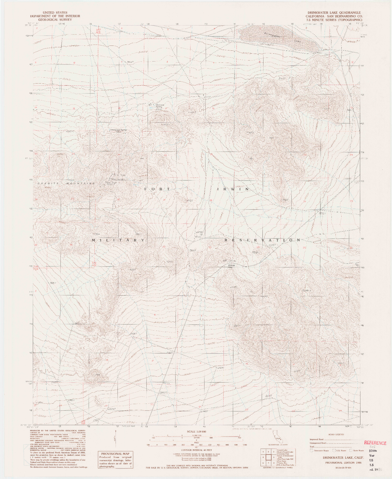 USGS 1:24000-SCALE QUADRANGLE FOR DRINKWATER LAKE, CA 1986